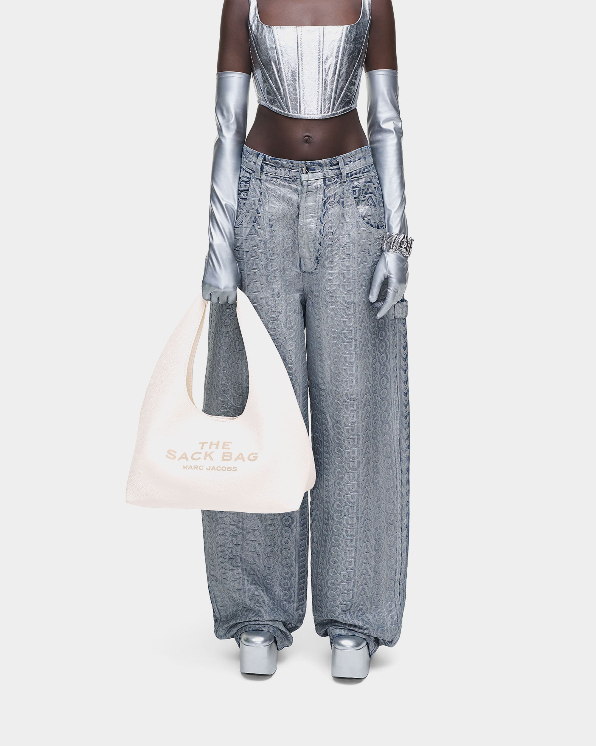MARC JACOBS The Sack 大型白色皮革手袋