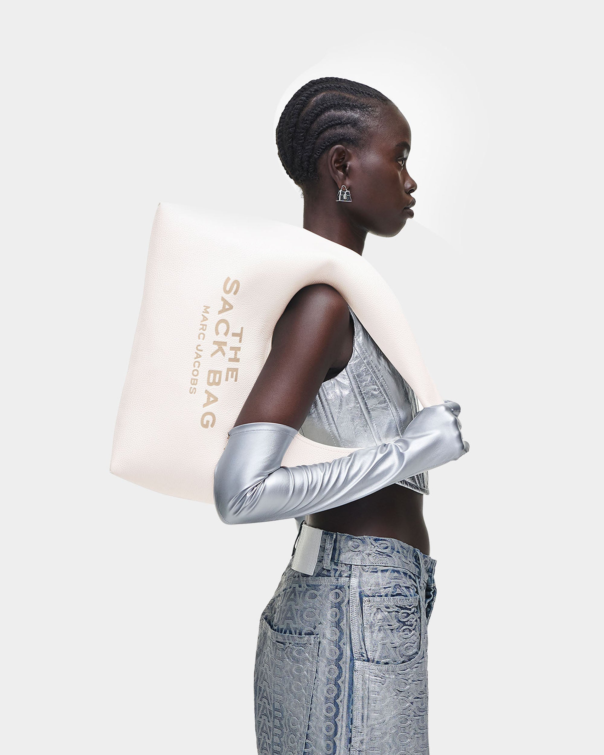 MARC JACOBS The Sack 大型白色皮革手袋
