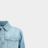 BALMAIN Jacquard Classic Embossed White Denim Shirt / Men