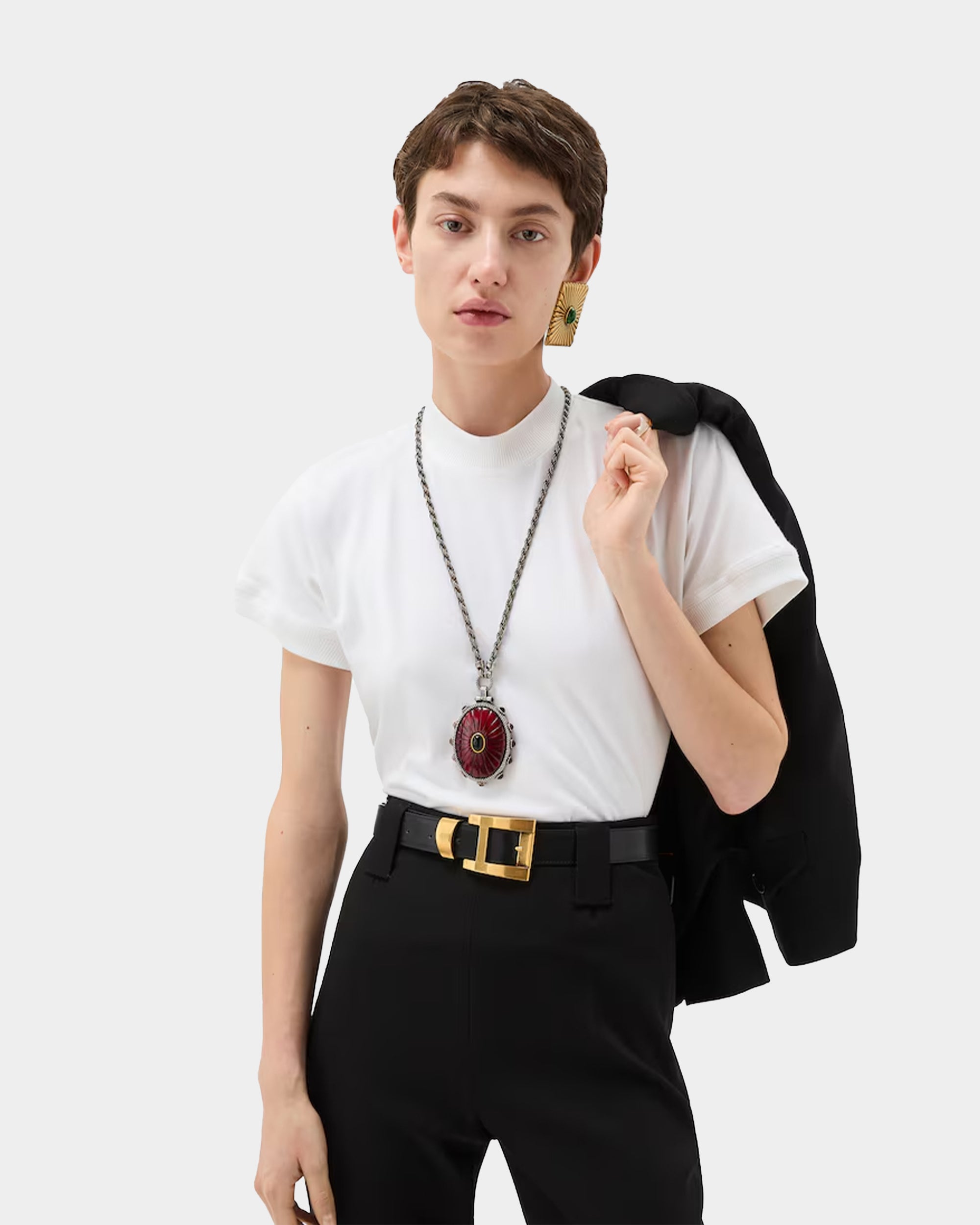 梅杜莎電繡彈性棉質 T-shirt