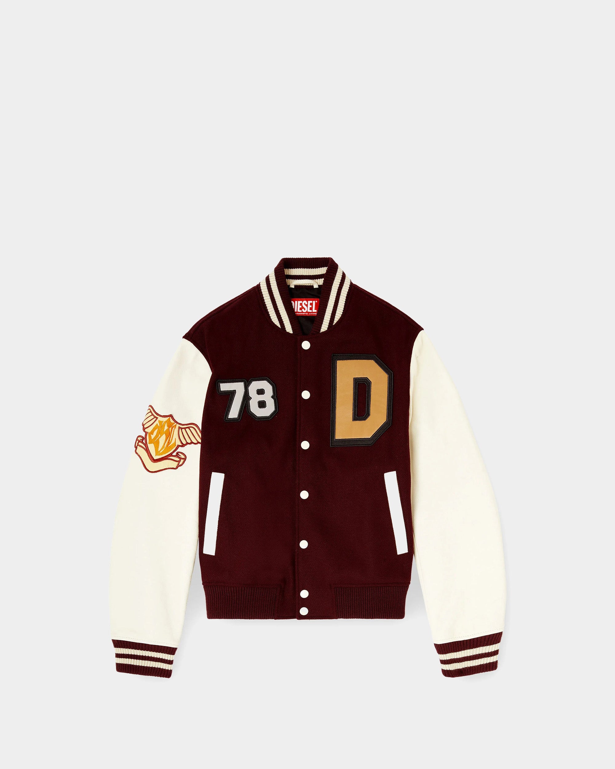 羊毛皮革棒球外套