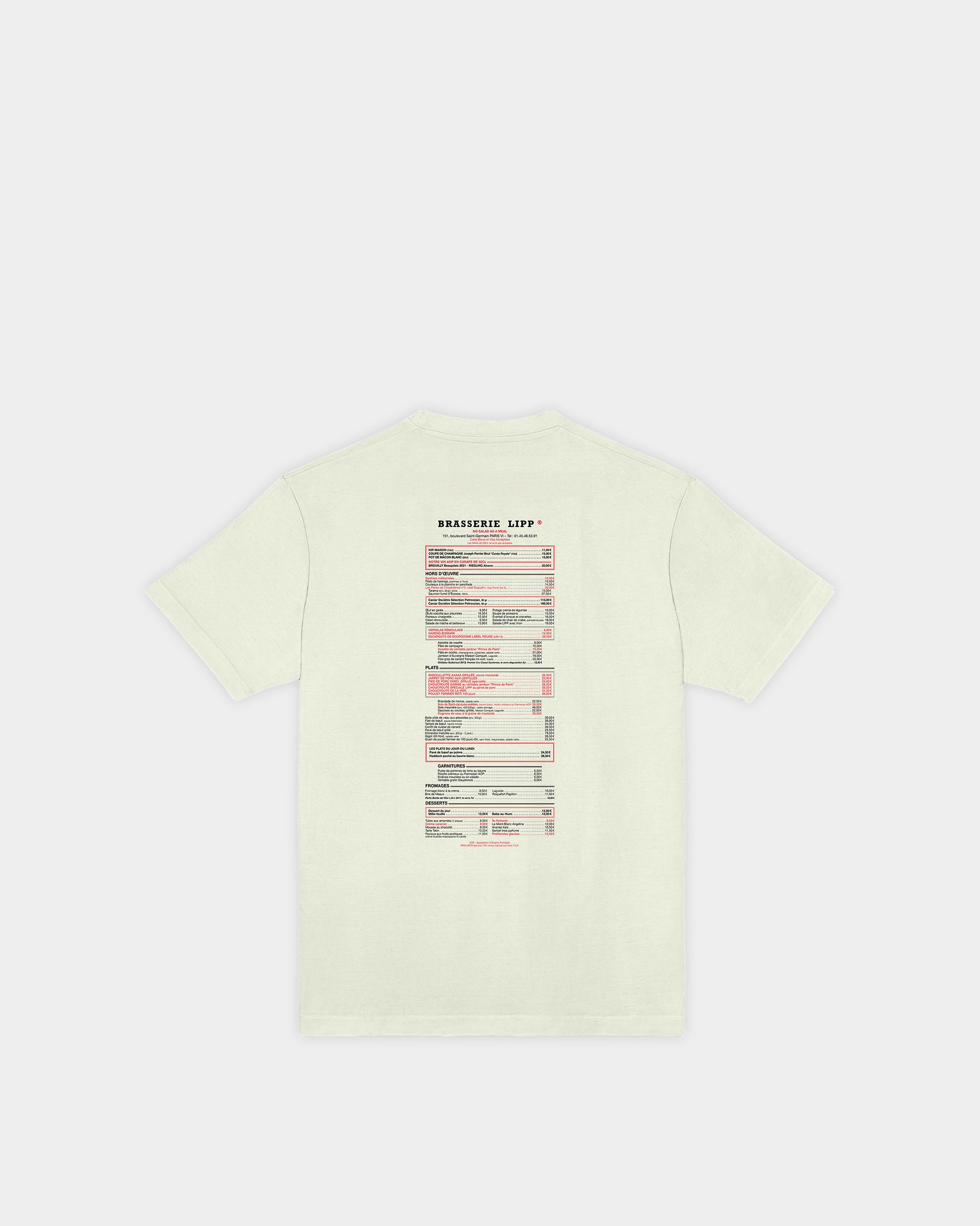 Brasserie LIPP 菜單印花T-Shirt