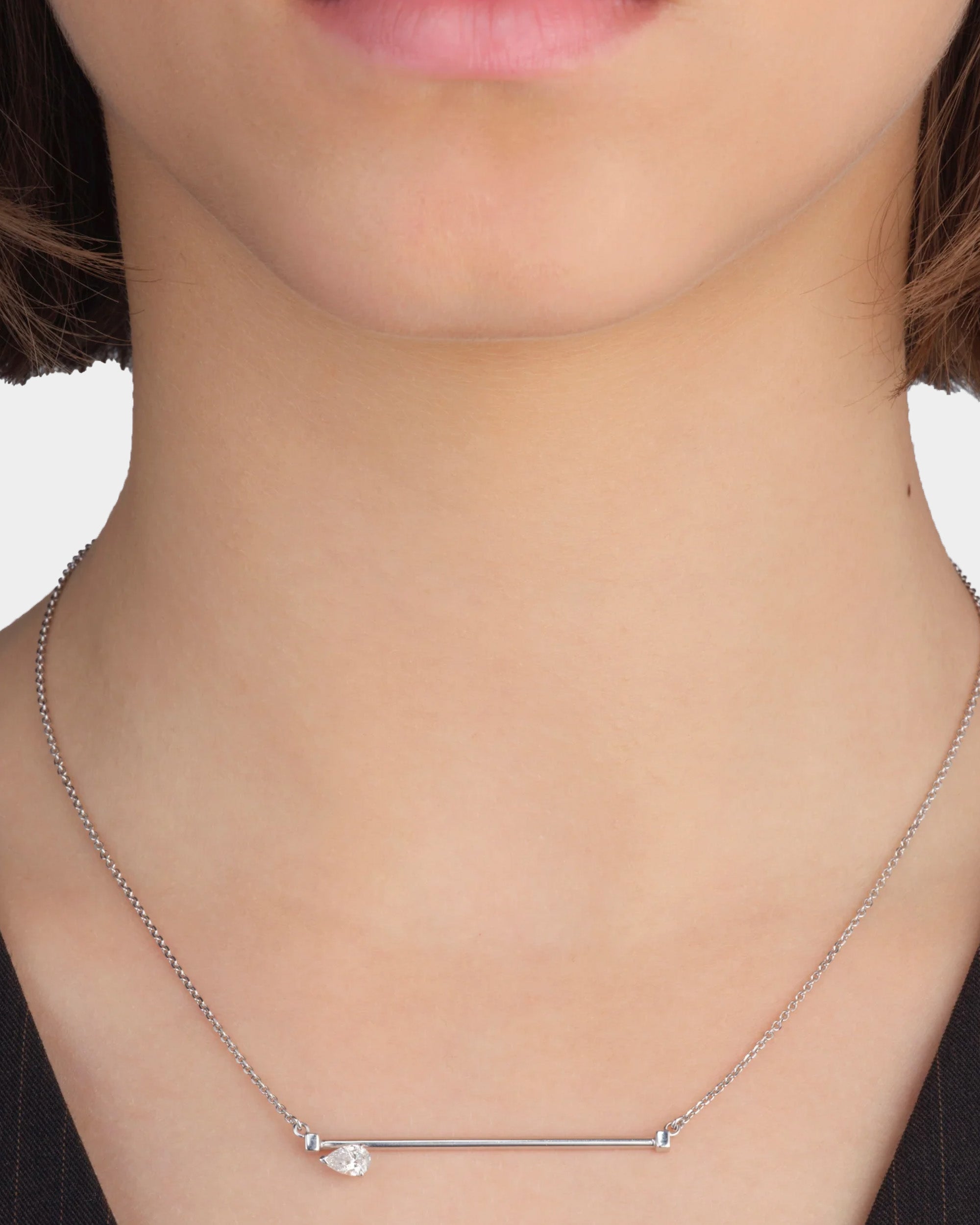 Serti sur Vide 18K 白金單鑽項鍊