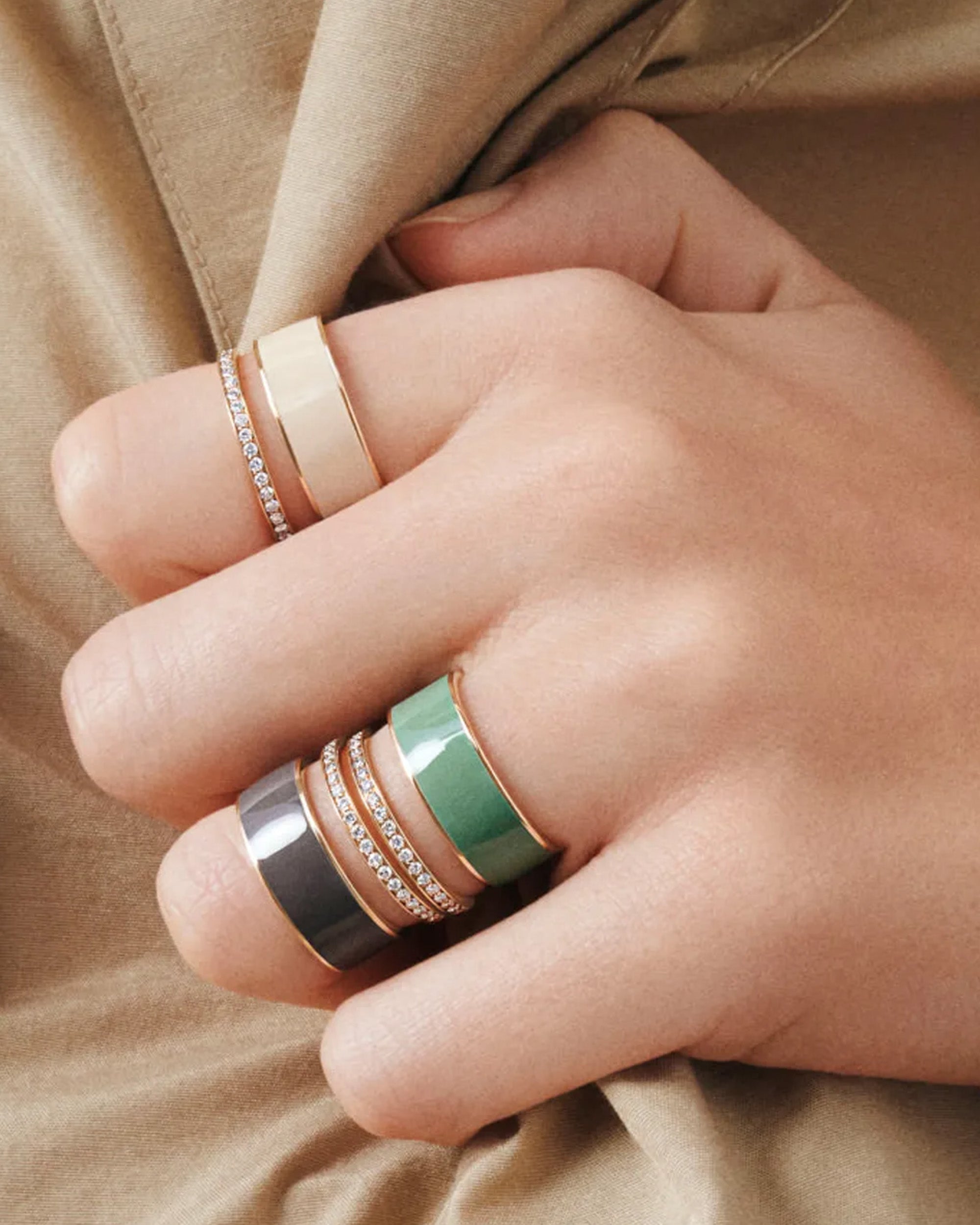 Berbere Chromatic 18K 玫瑰金綠松石鑲鑽戒指