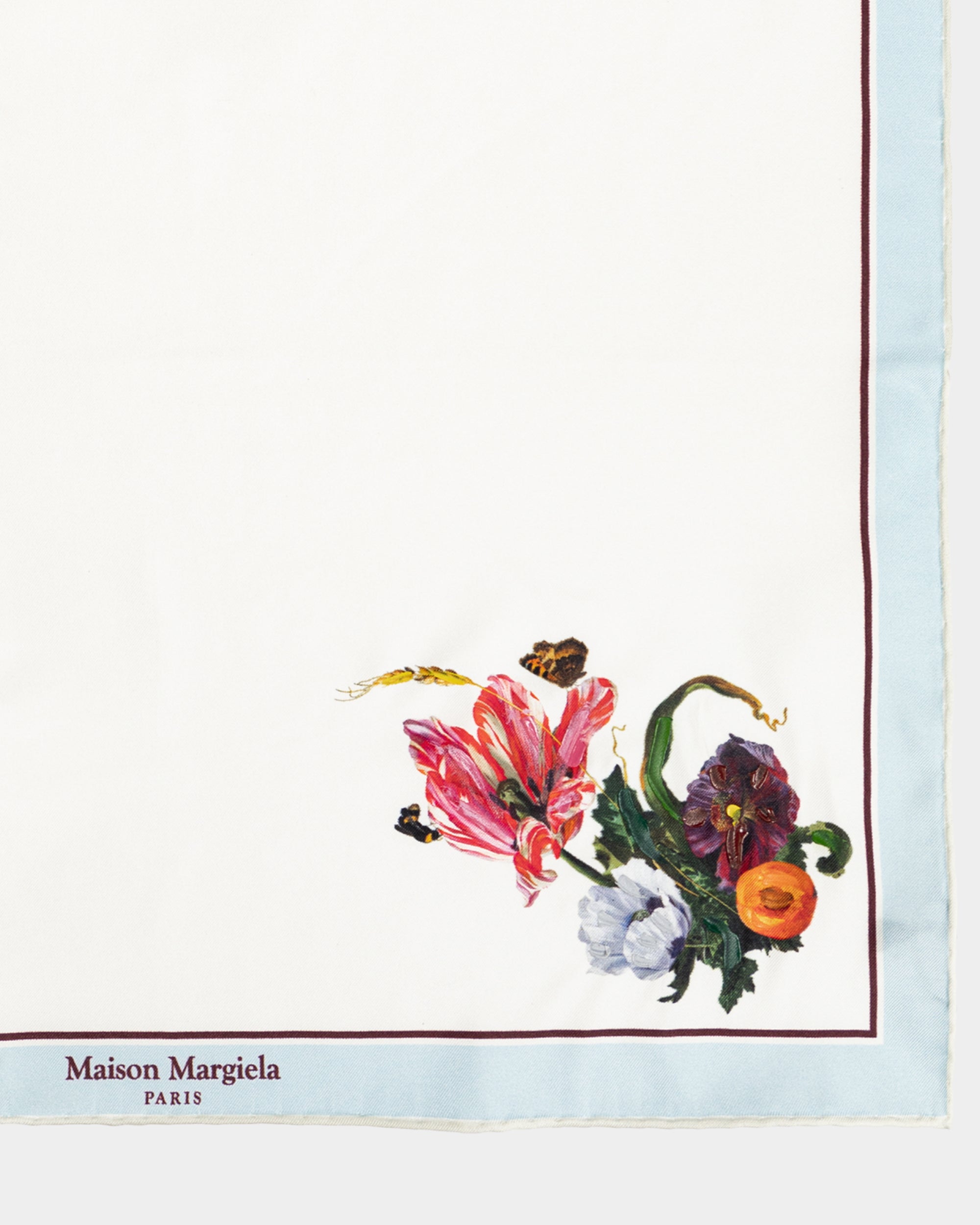 藍滾邊花朵方巾