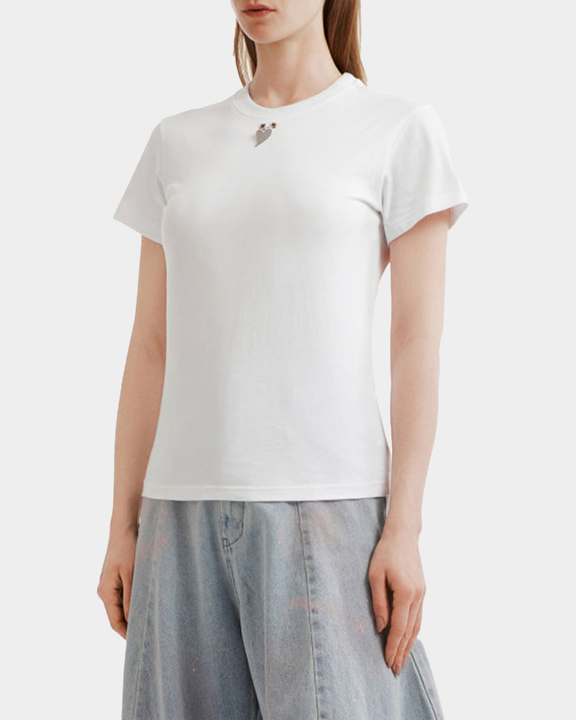 愛心金屬白色Tshirt