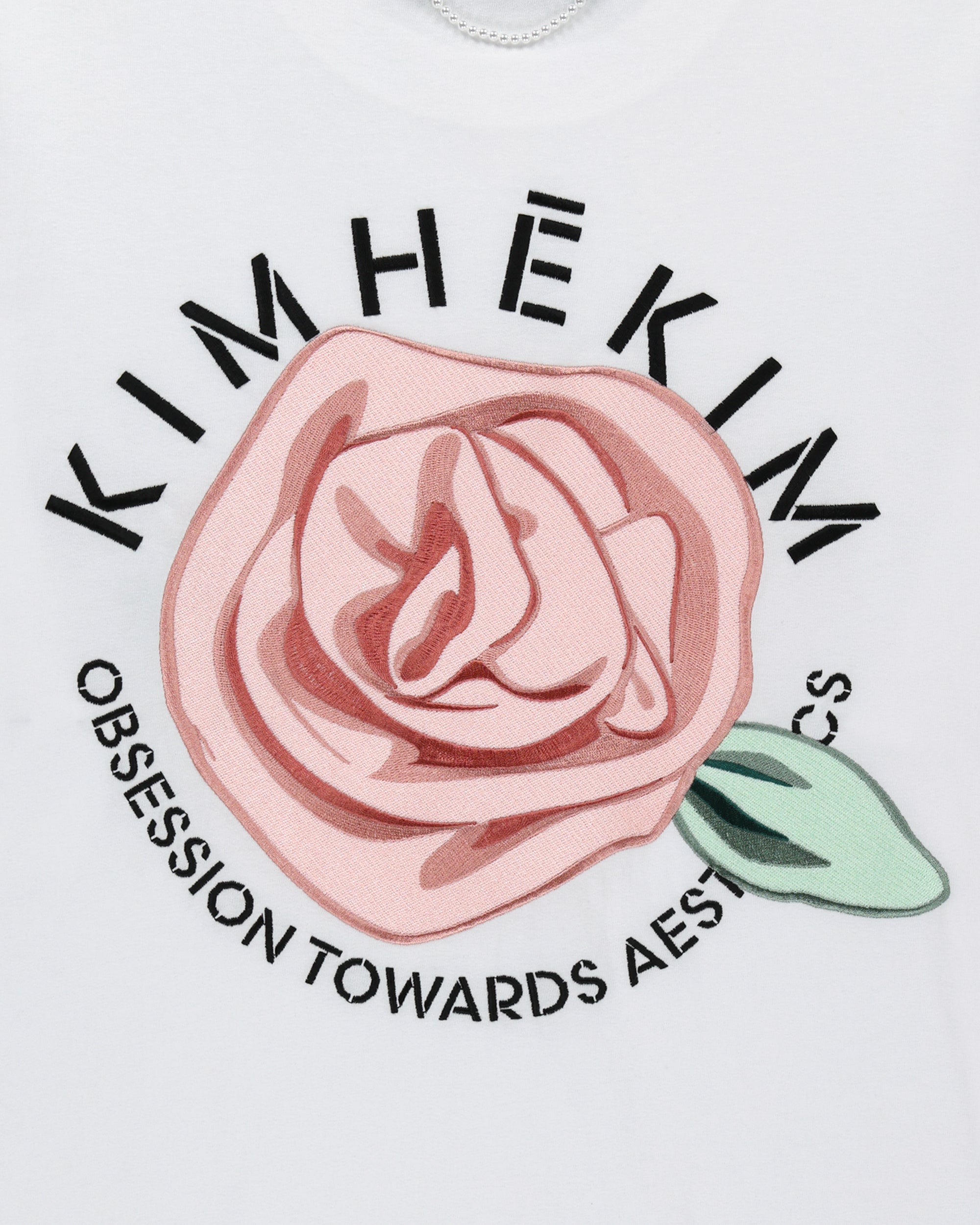 玫瑰刺繡長版 T-shirt
