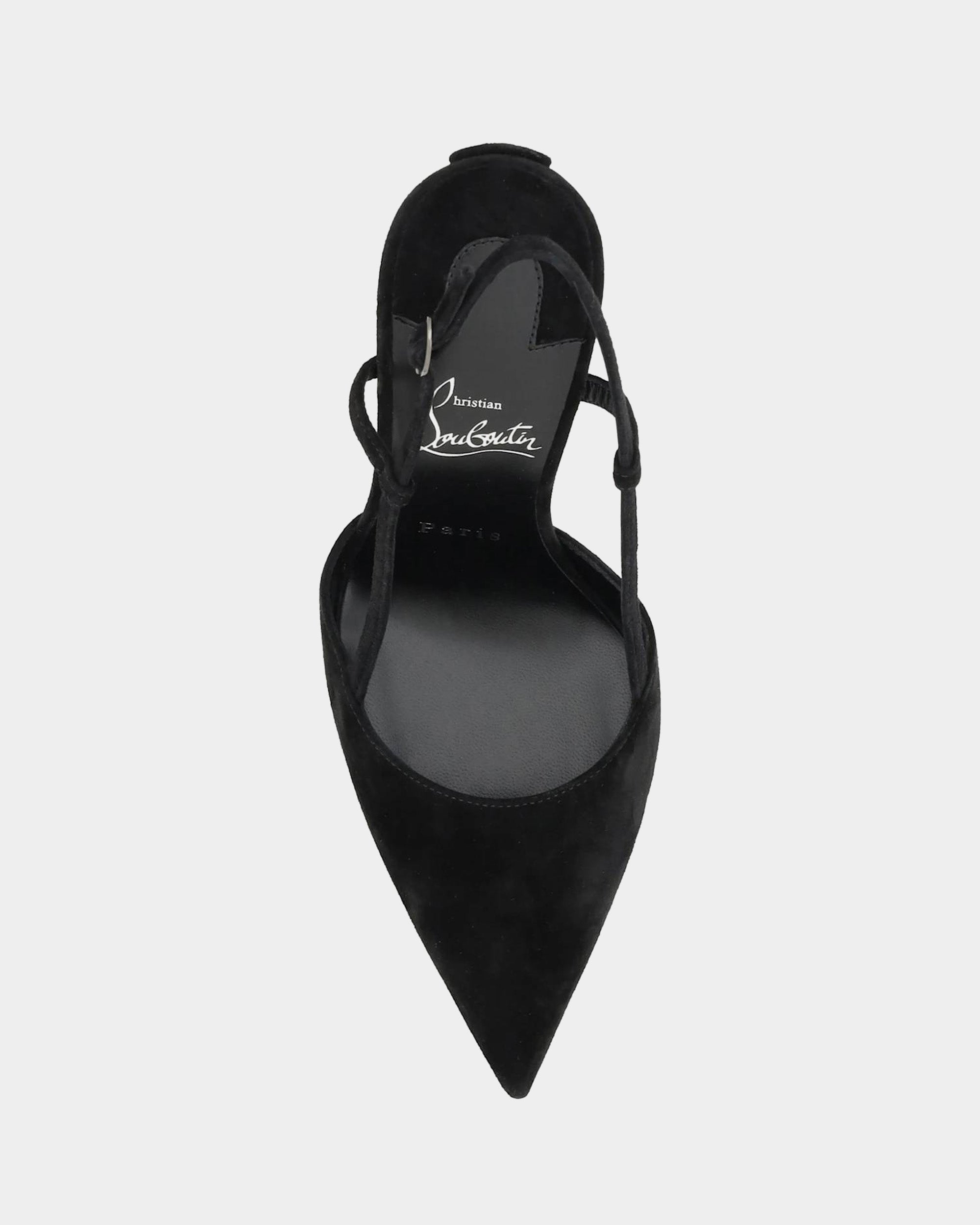 CHRISTIAN LOUBOUTIN 黑色麂皮細帶高跟鞋