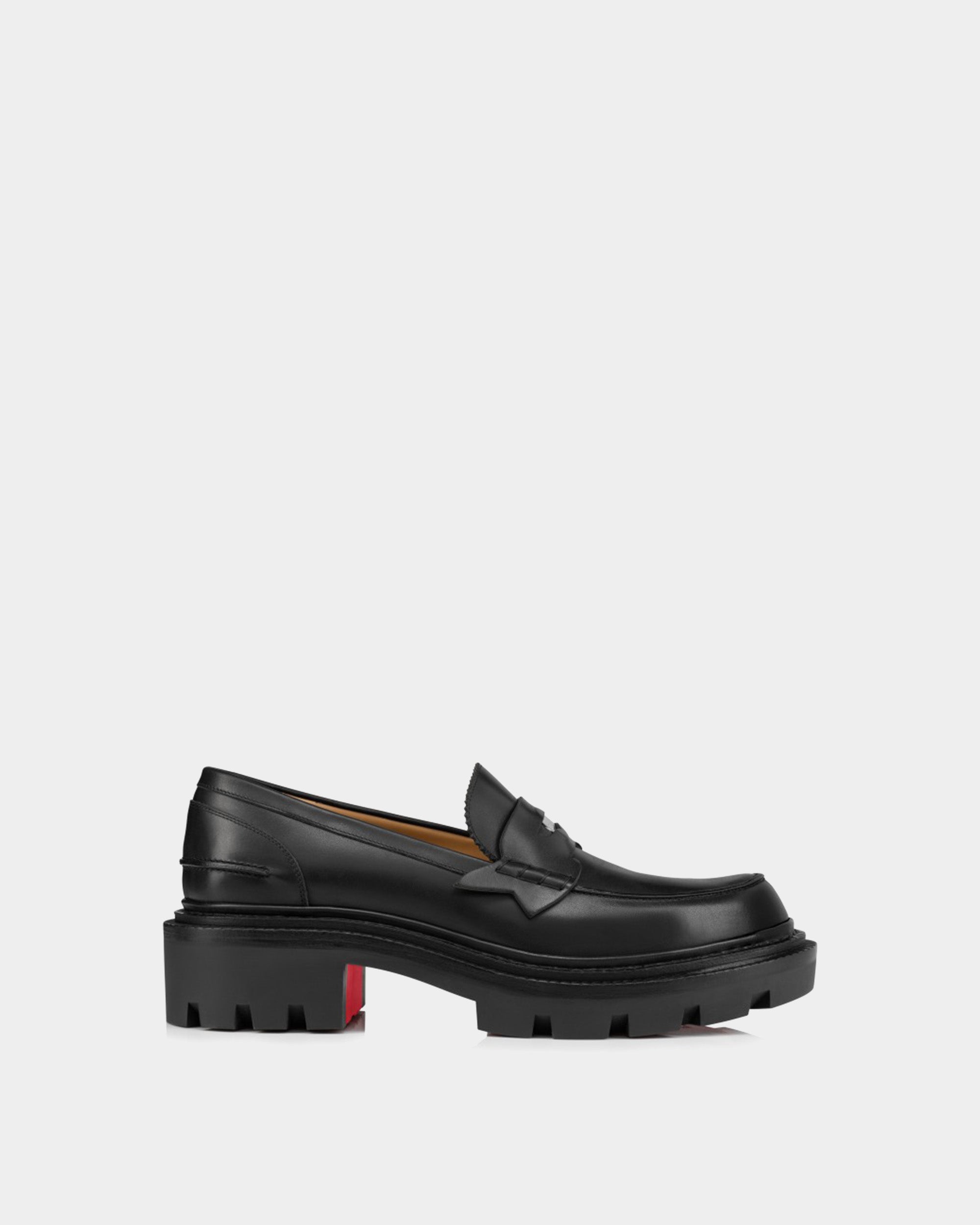 CHRISTIAN LOUBOUTIN 黑色小牛皮厚底樂福鞋