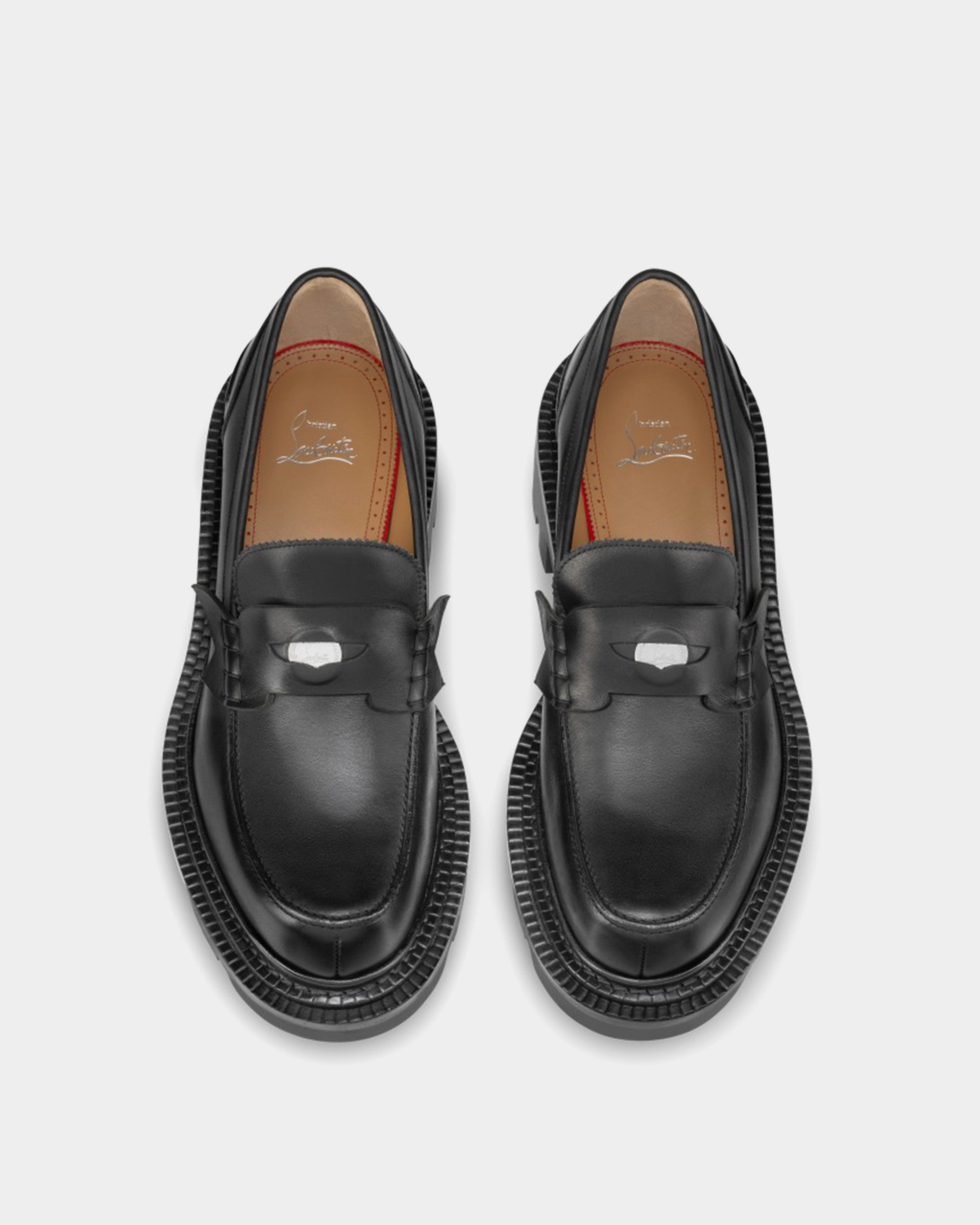 CHRISTIAN LOUBOUTIN 黑色小牛皮厚底樂福鞋