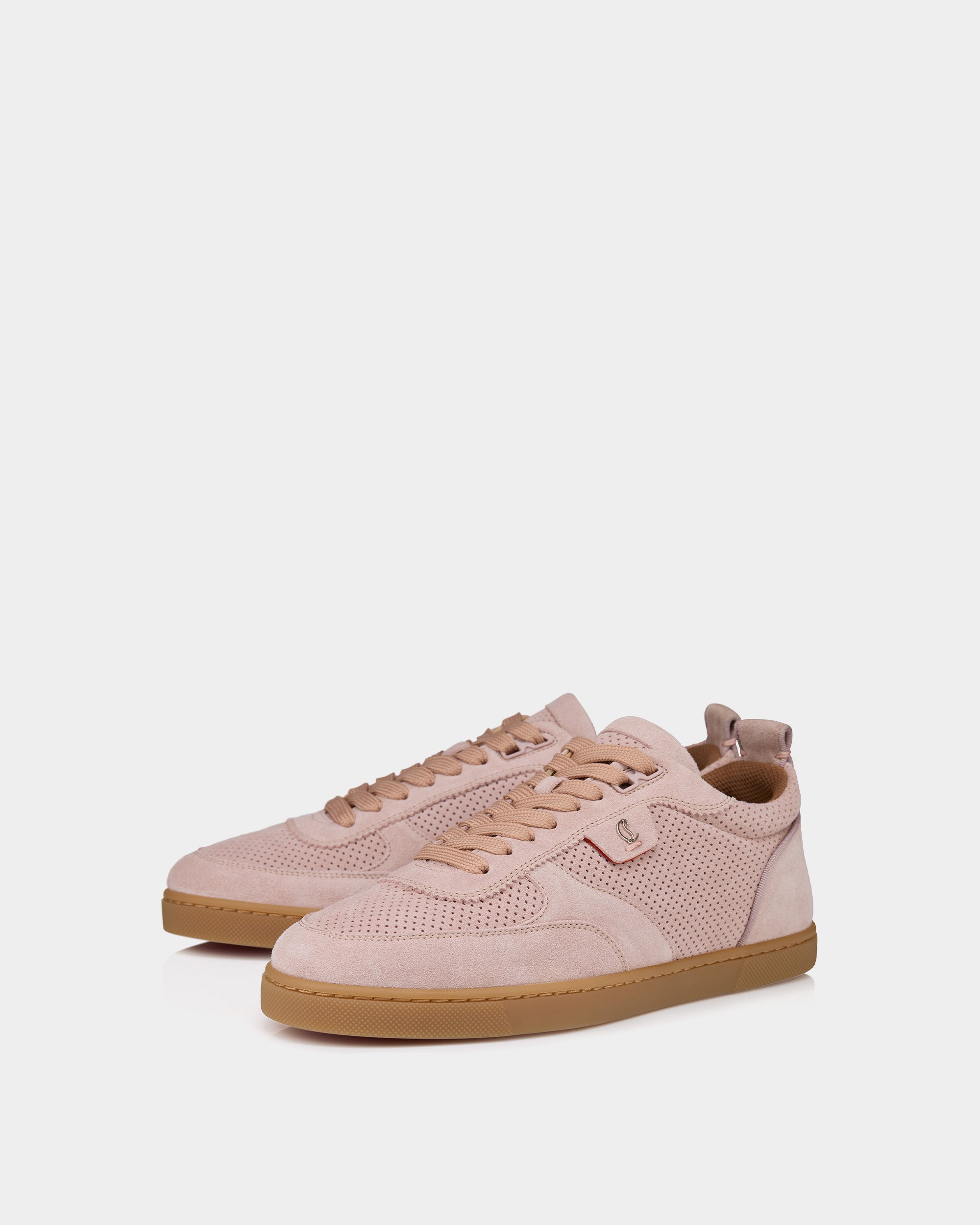 CHRISTIAN LOUBOUTIN 復古玫瑰色麂皮休閒鞋