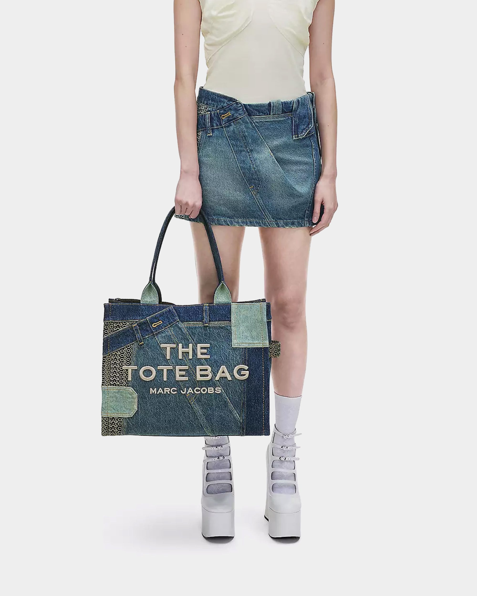 MARC JACOBS Large patchwork denim tote bag 