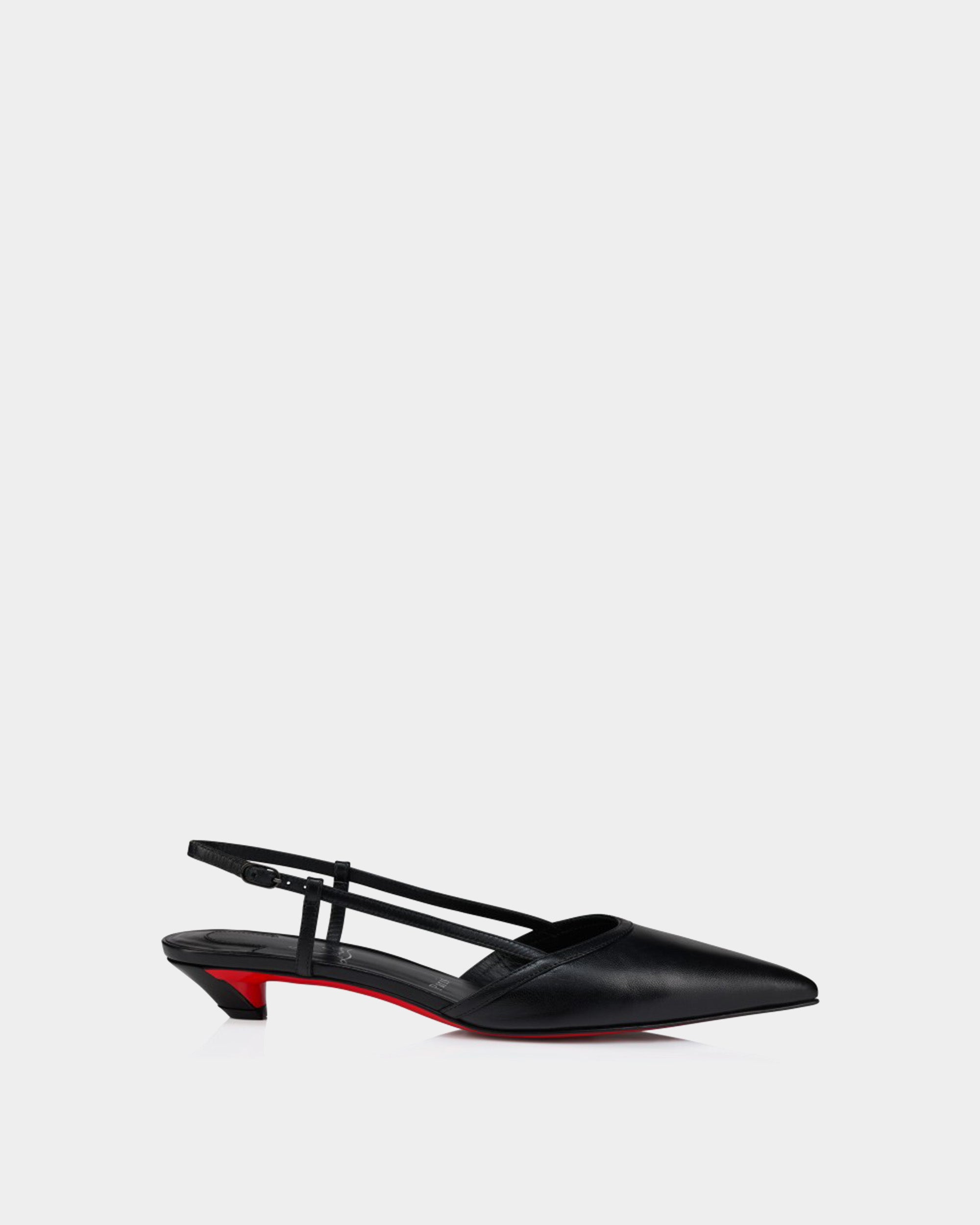 CHRISTIAN LOUBOUTIN 黑色低跟後繫帶鞋