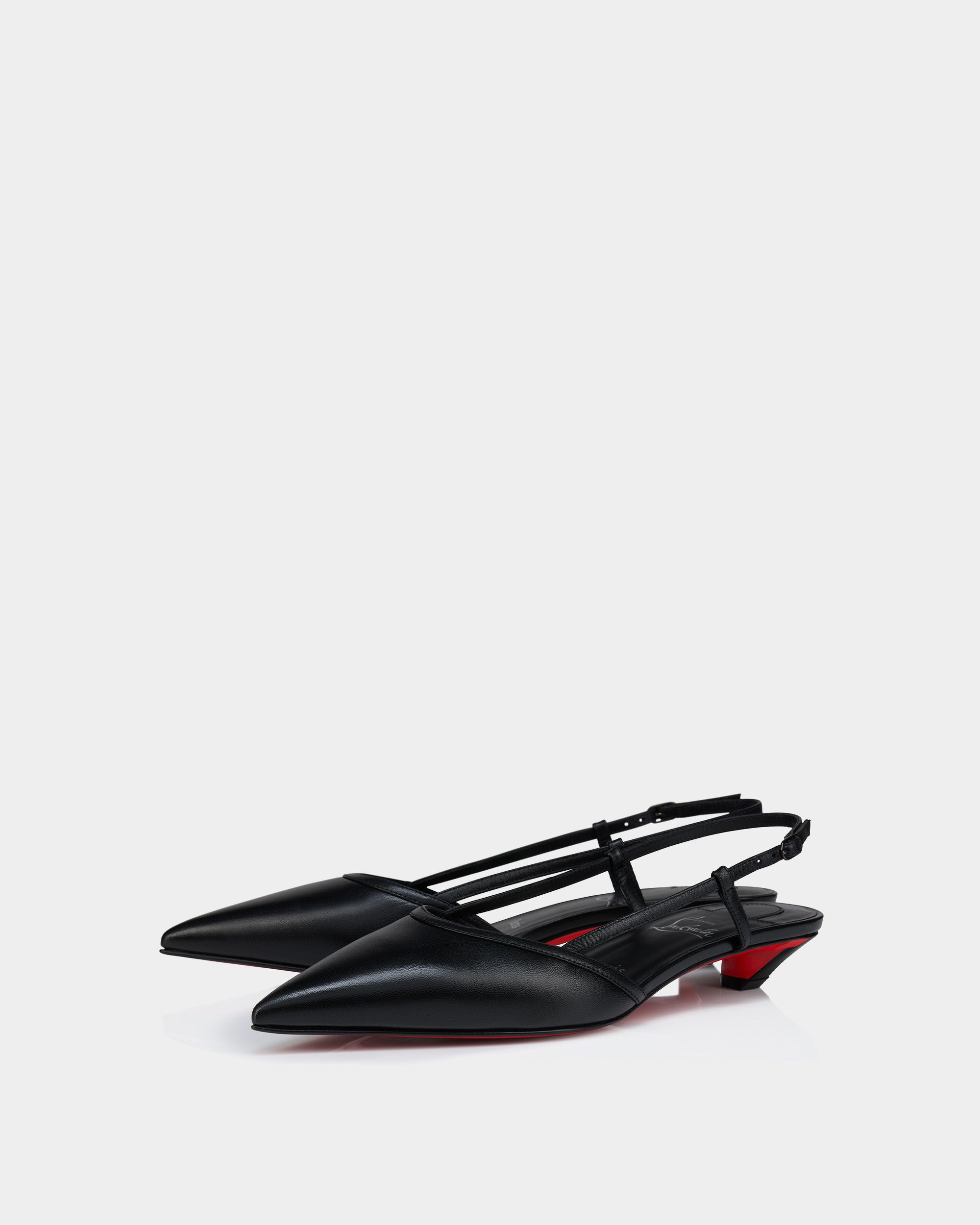 CHRISTIAN LOUBOUTIN 黑色低跟後繫帶鞋