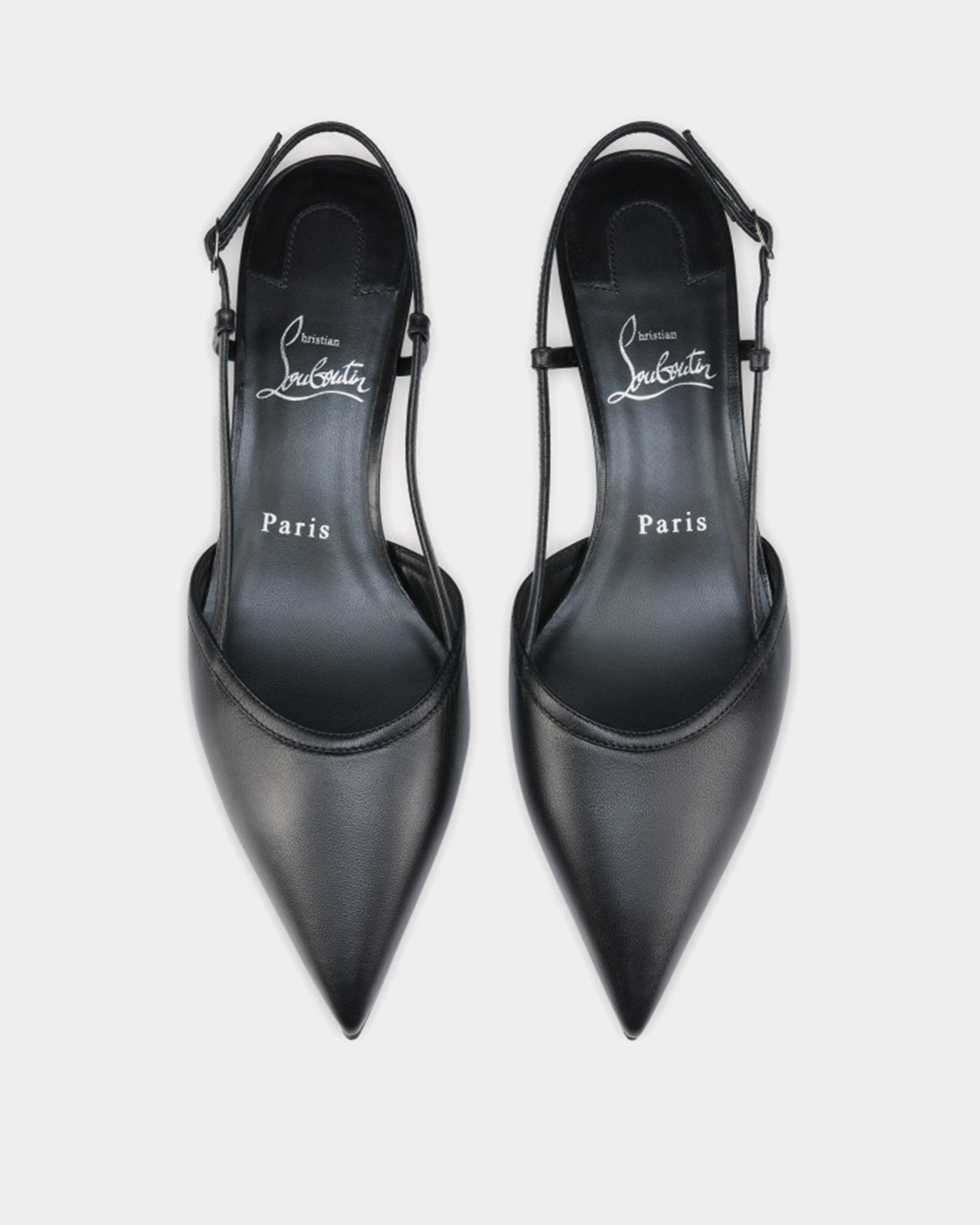CHRISTIAN LOUBOUTIN 黑色低跟後繫帶鞋