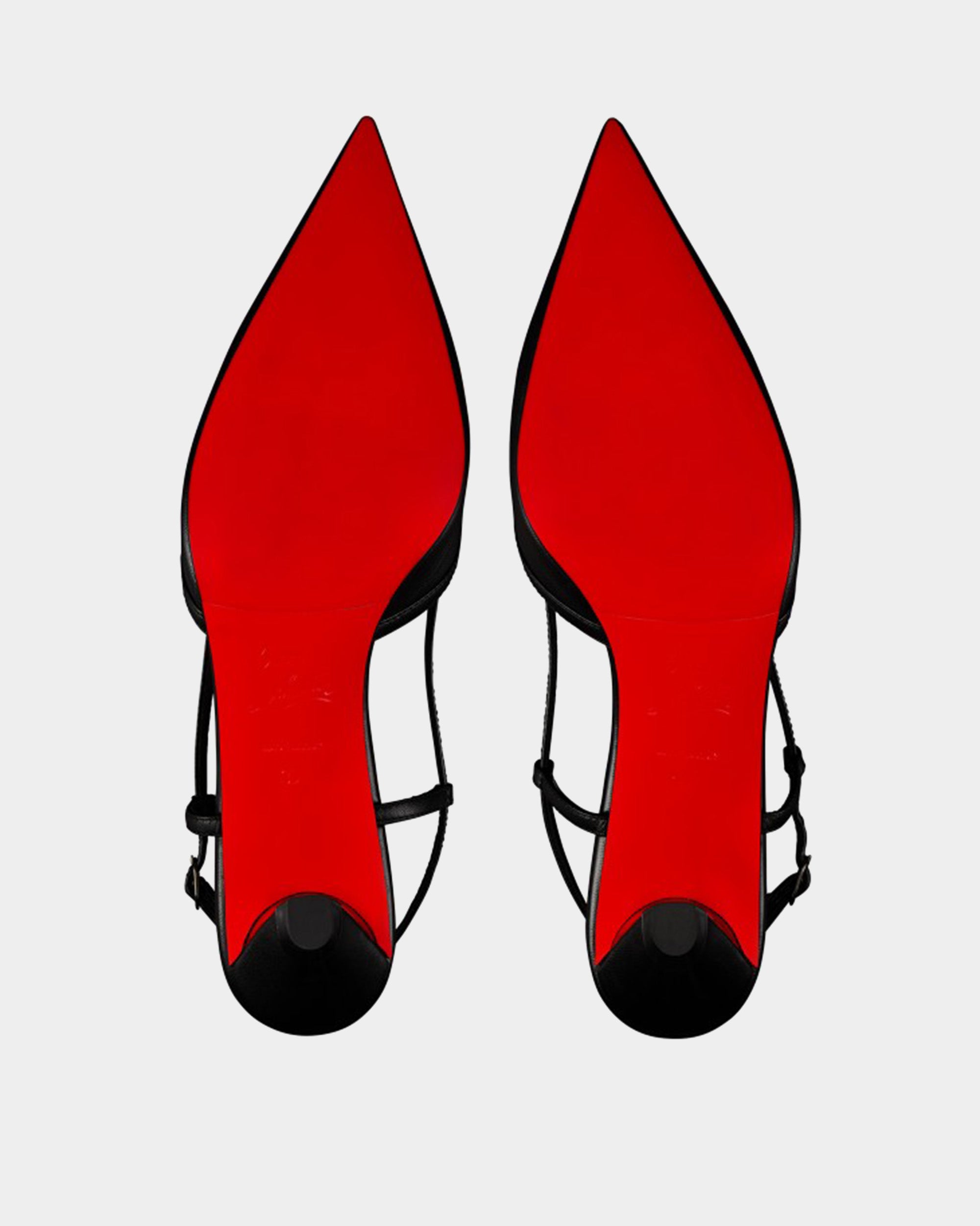 CHRISTIAN LOUBOUTIN 黑色低跟後繫帶鞋