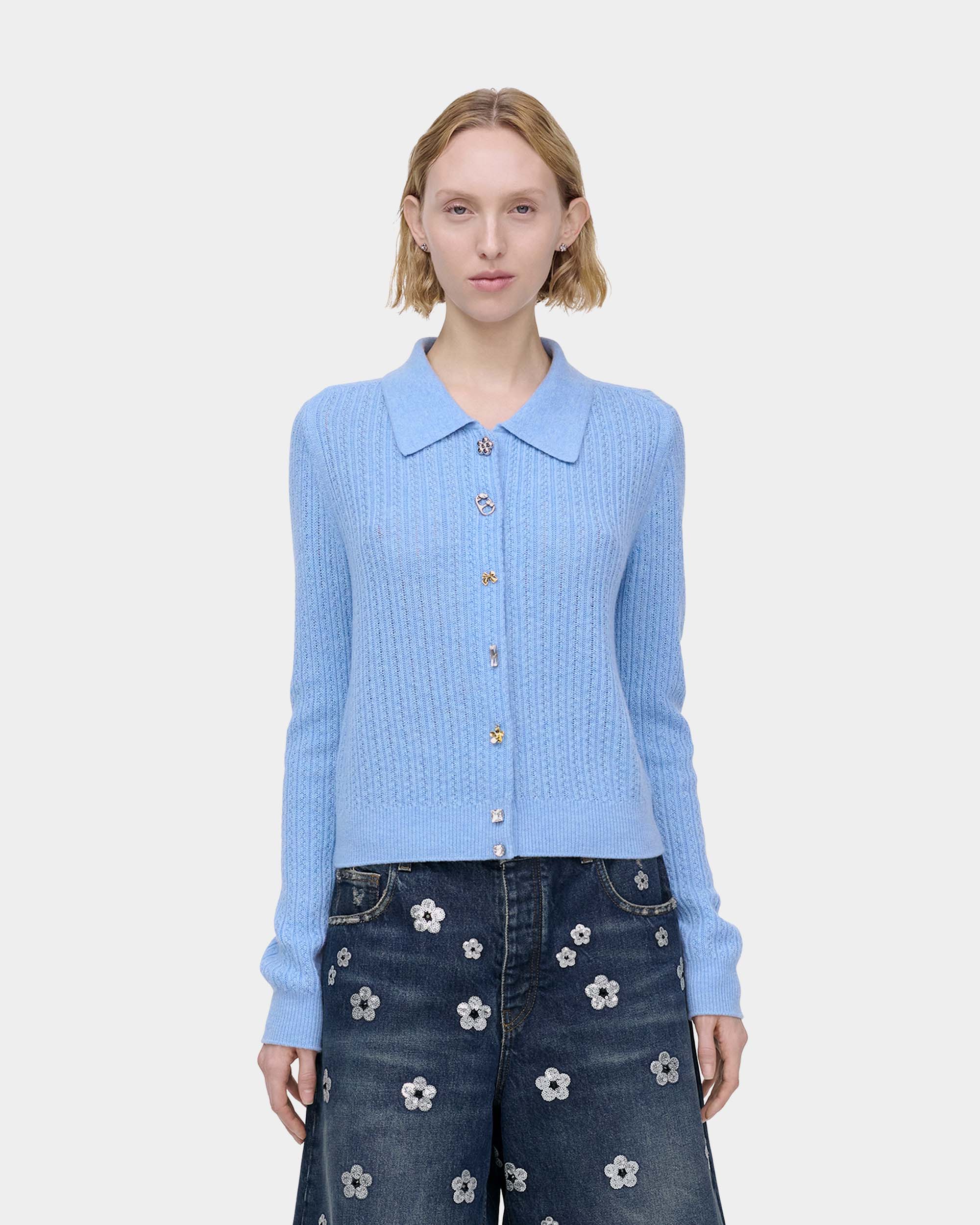 MARC JACOBS 麻花針織吊飾開襟外套