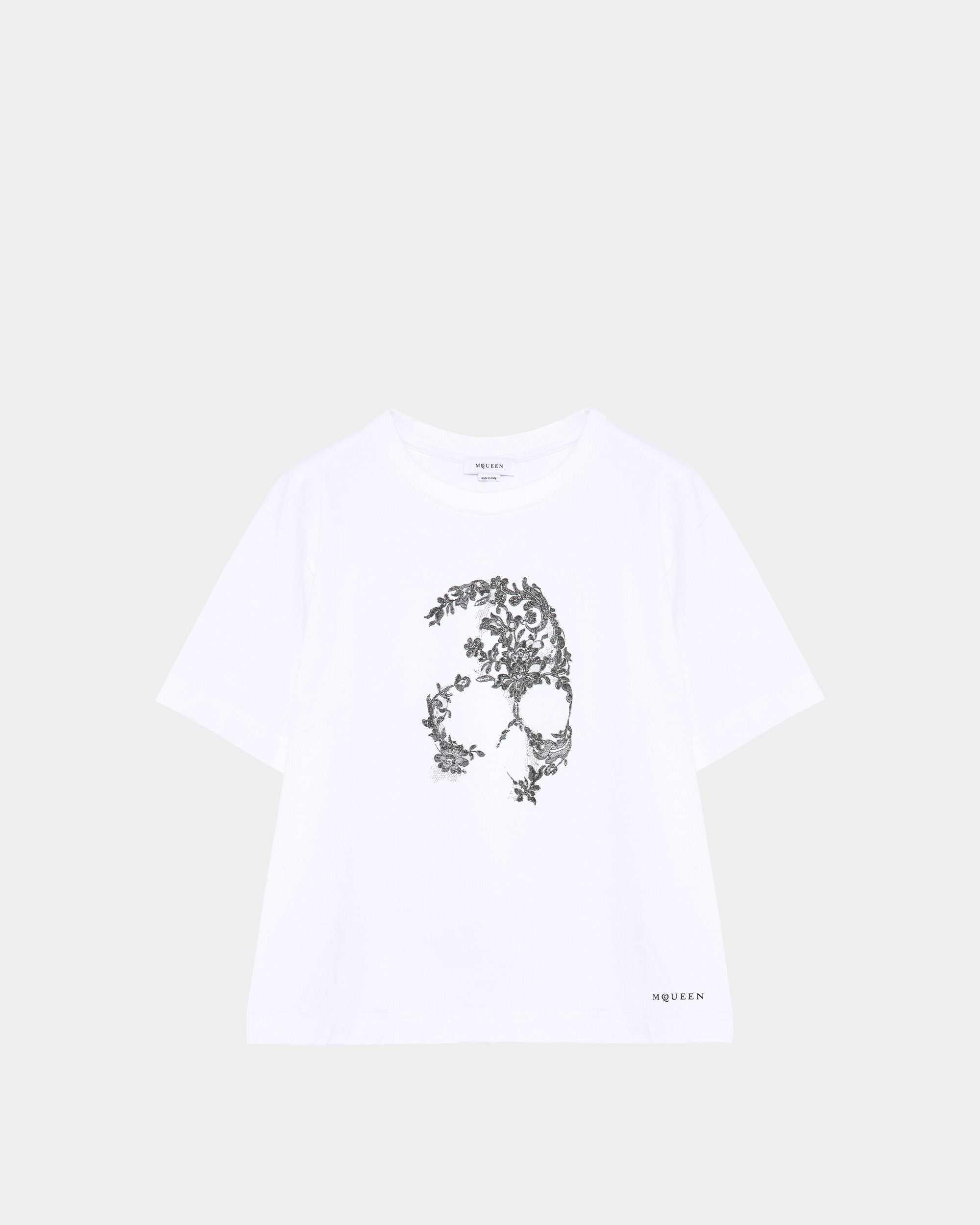 ALEXANDER MCQUEEN 蕾絲骷髏短袖T-Shirt