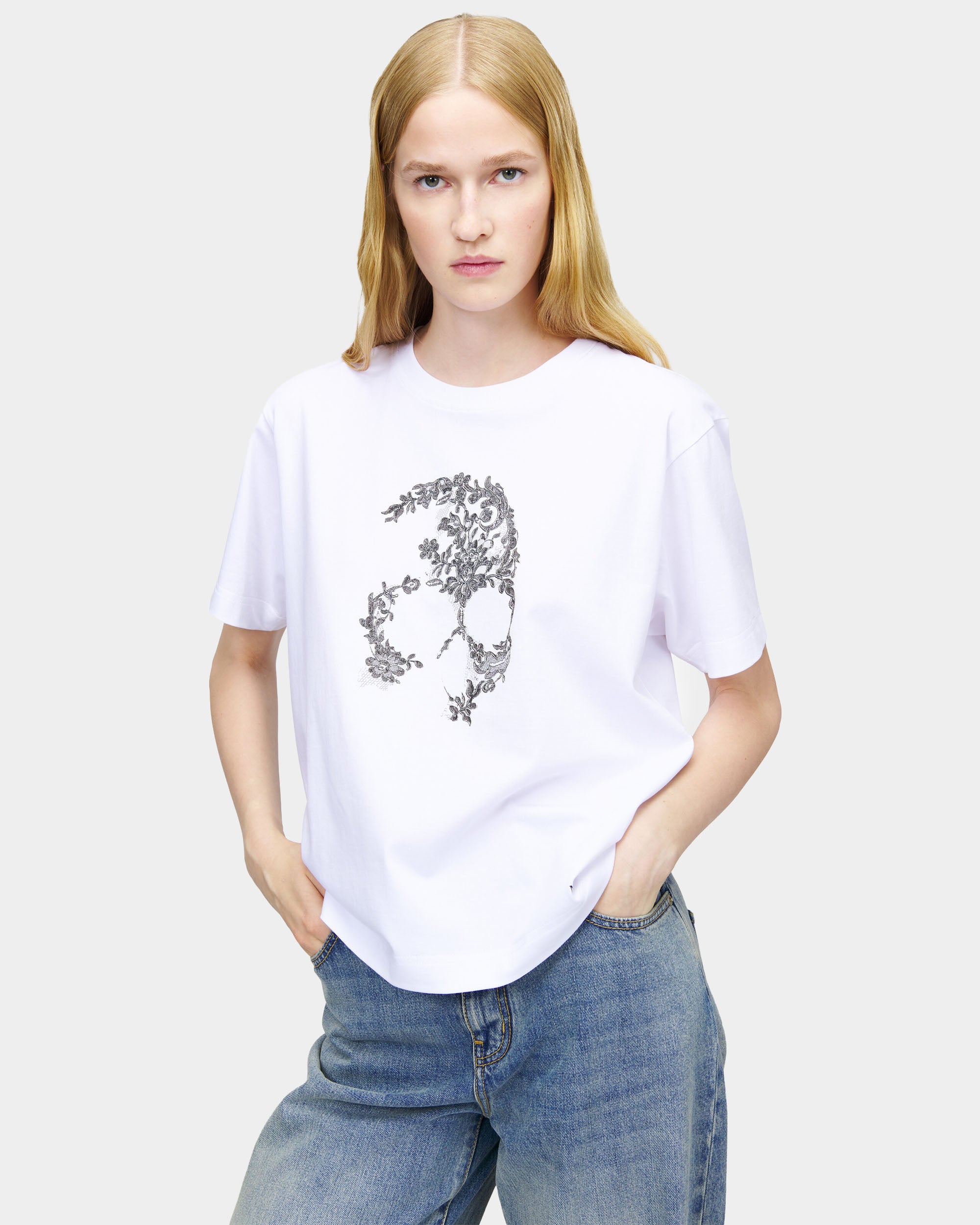 蕾絲骷髏短袖T-Shirt