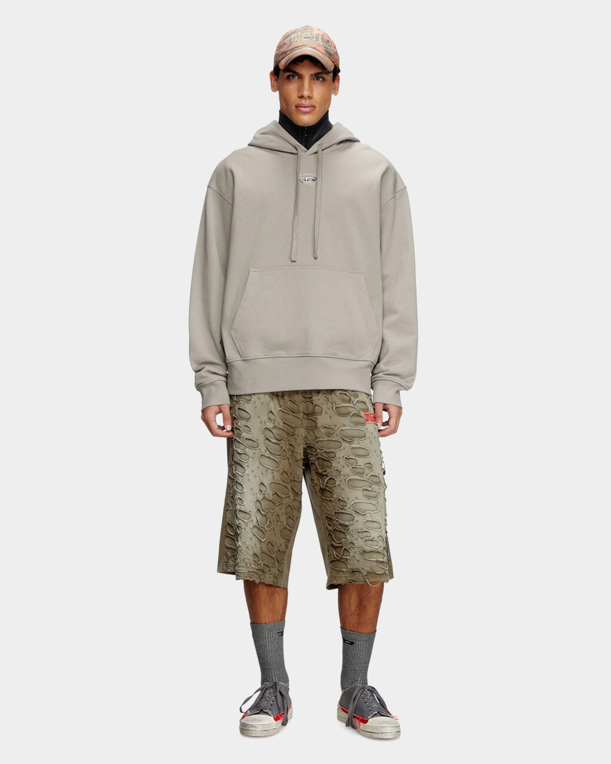 DIESEL 金屬 D Logo連帽上衣
