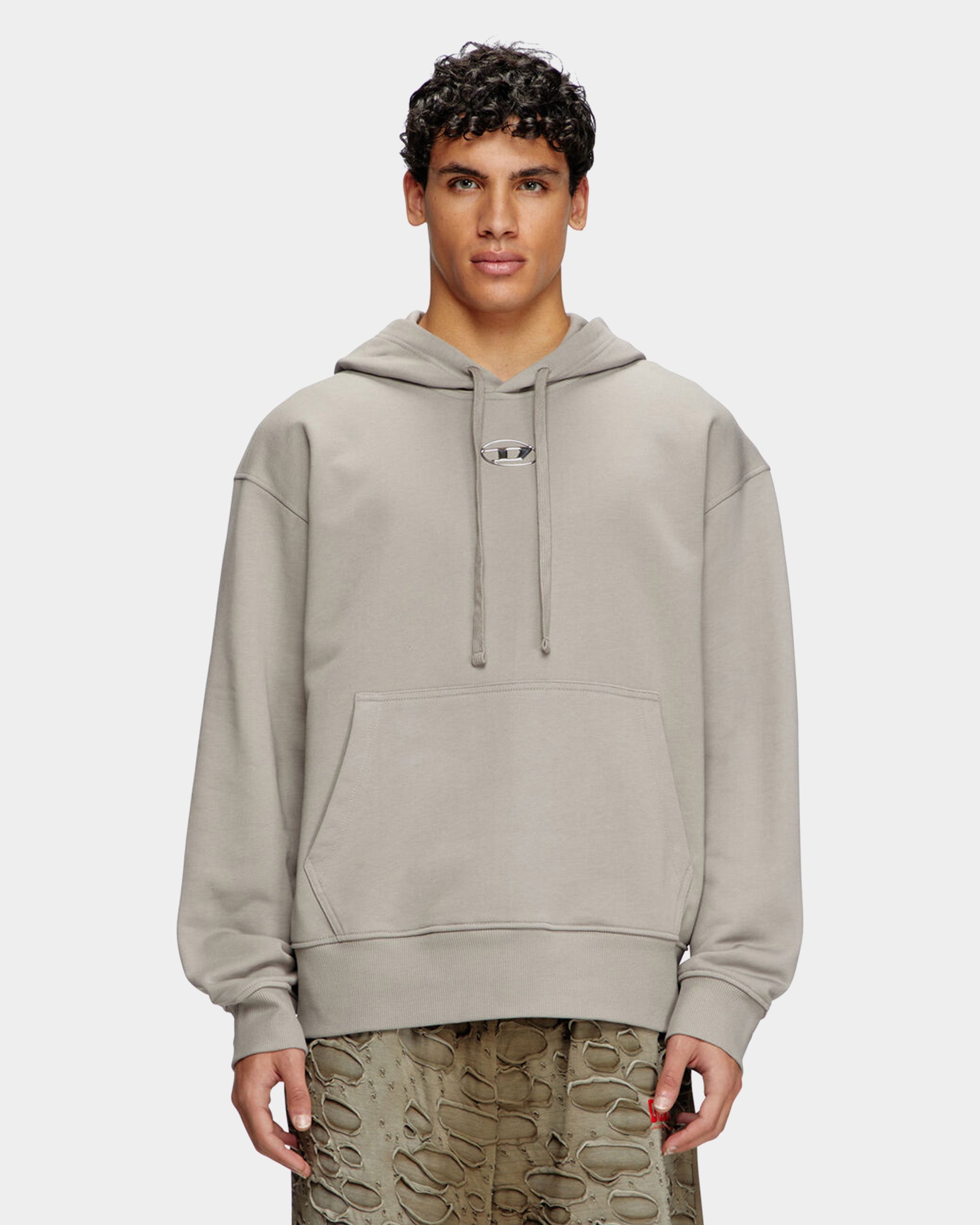 DIESEL 金屬 D Logo連帽上衣
