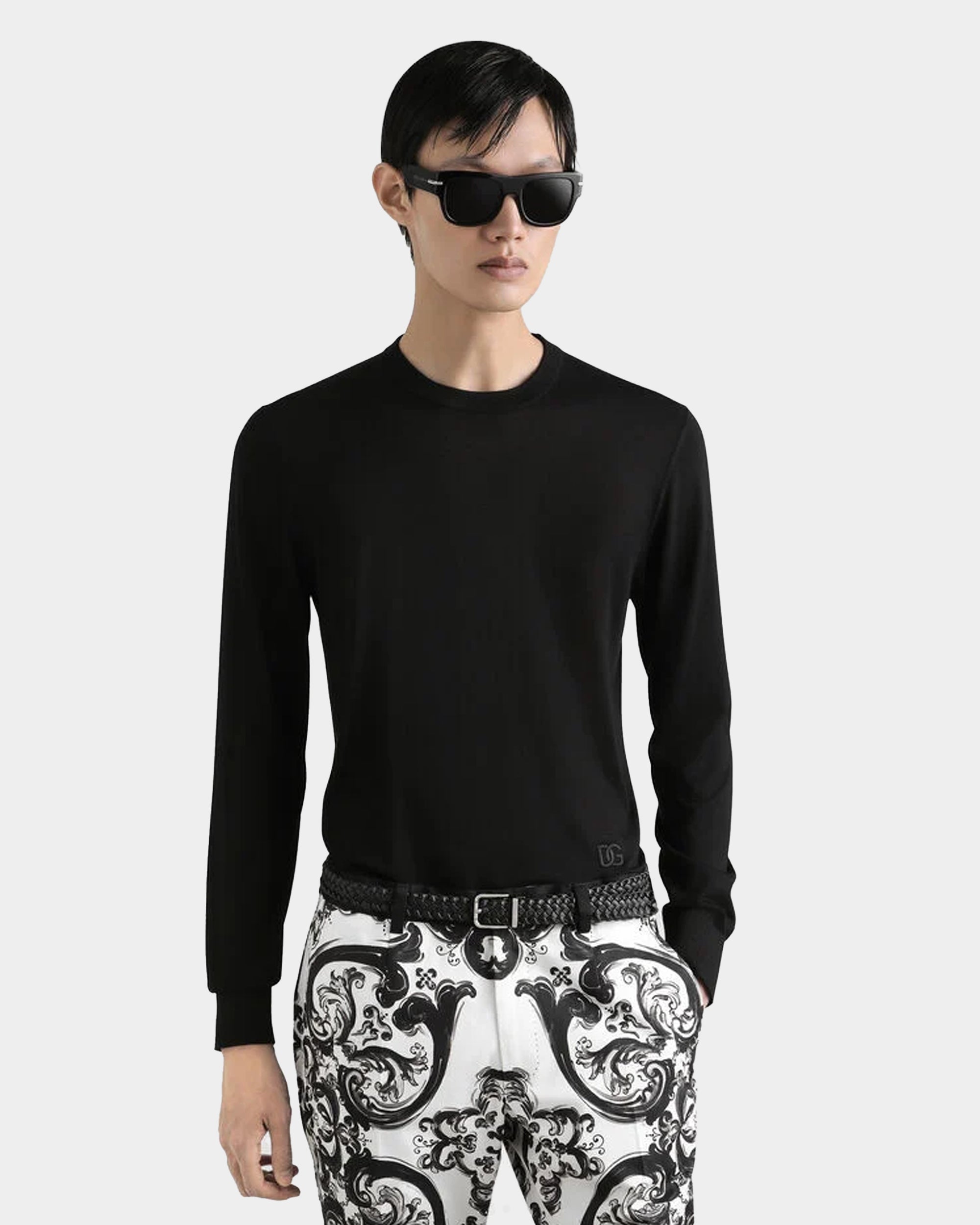 DOLCE&GABBANA   圓領素色長袖針織衫