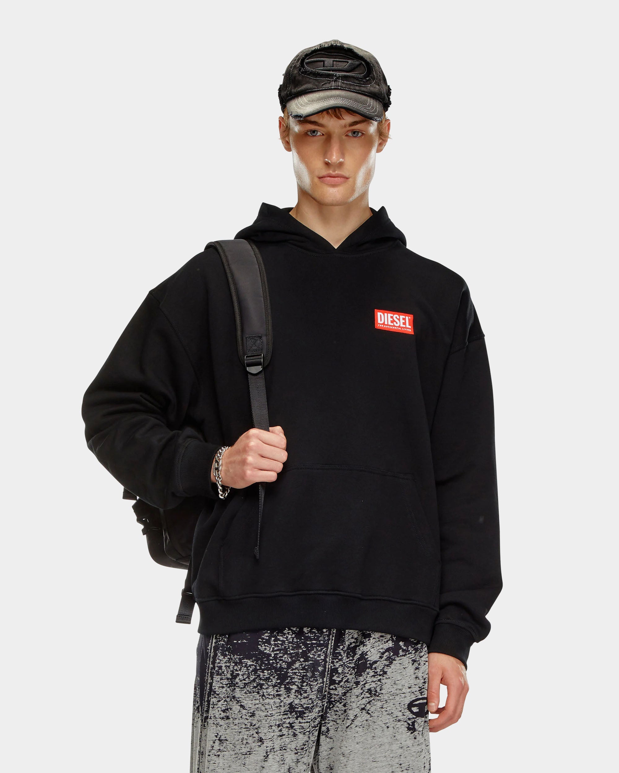 DIESEL 紅色Logo連帽上衣