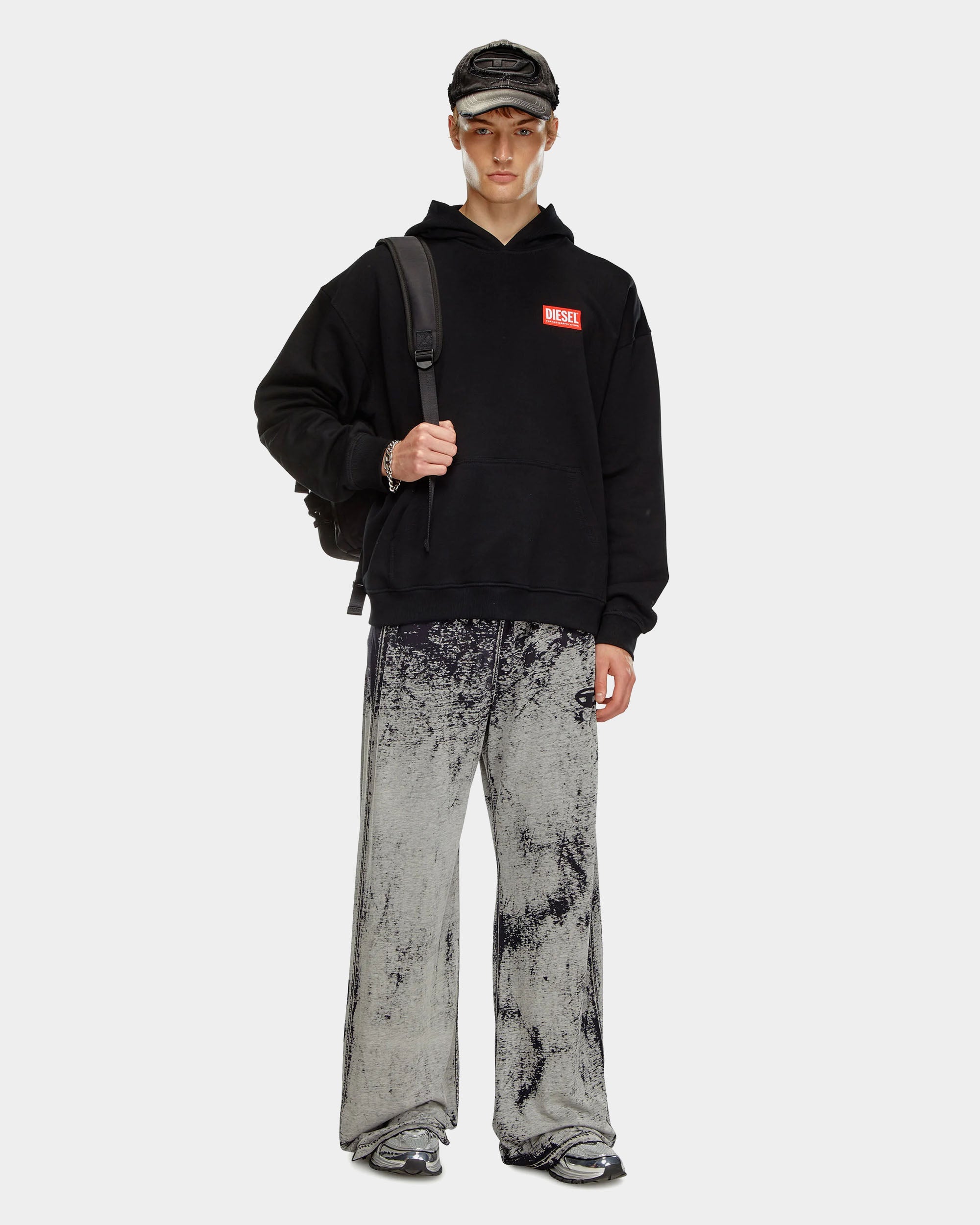DIESEL 紅色Logo連帽上衣