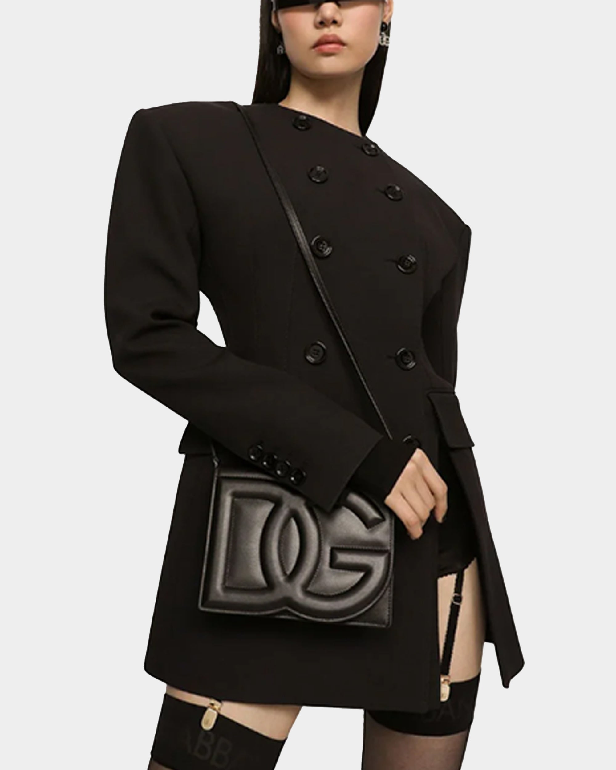 DOLCE&GABBANA 壓紋斜背小方包