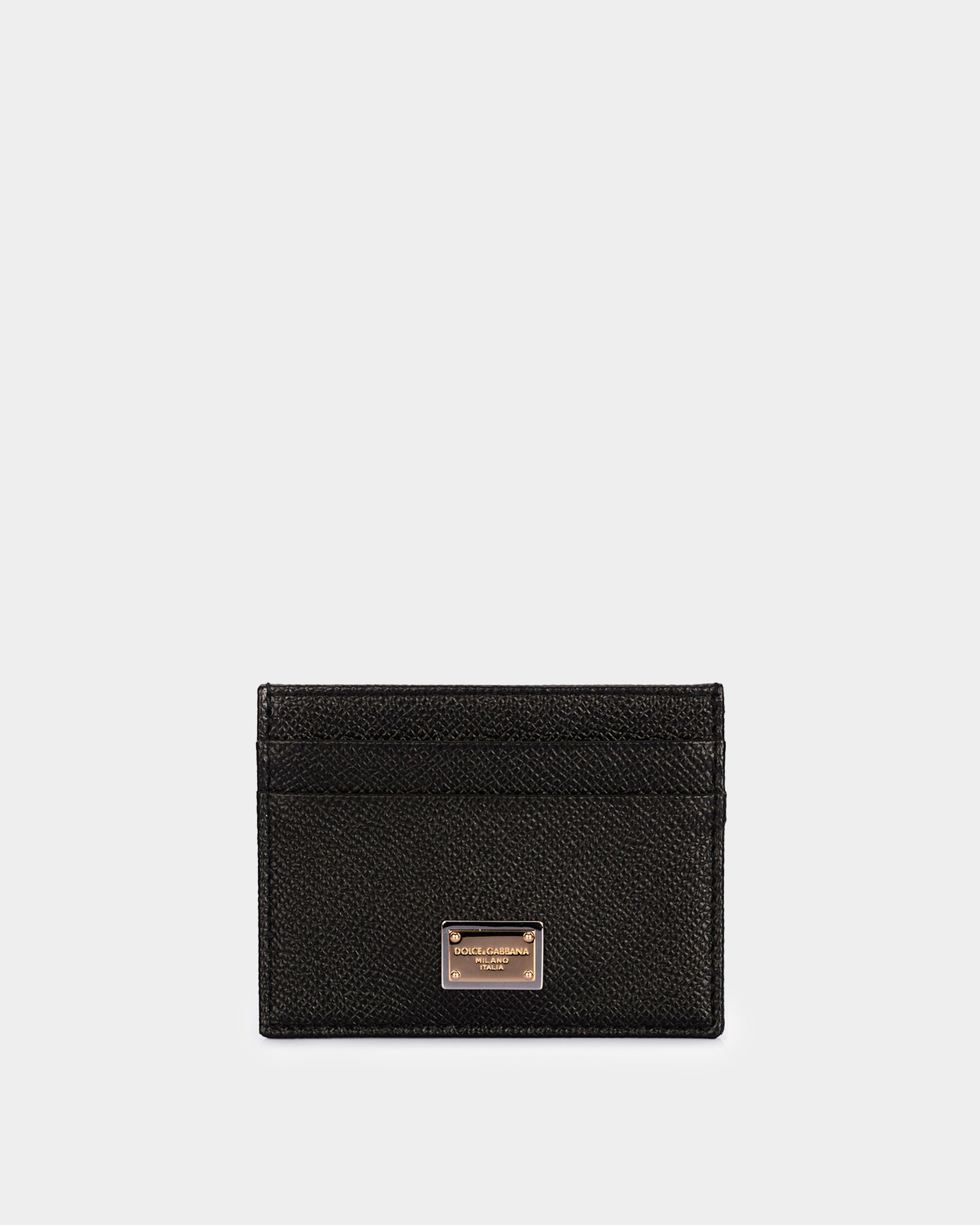 DOLCE&GABBANA  壓紋小牛皮金屬牌卡夾
