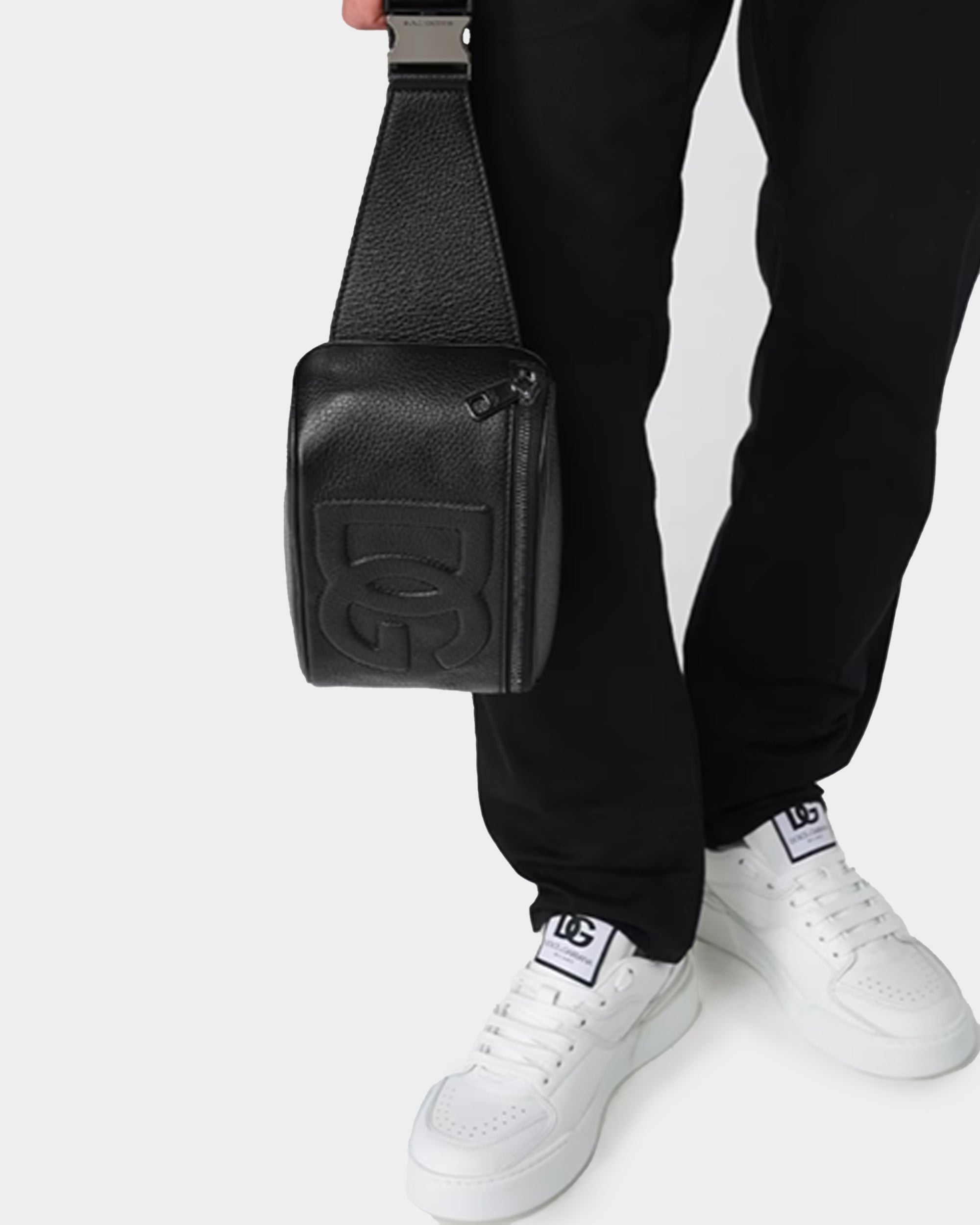DOLCE&GABBANA 黑色皮革腰包