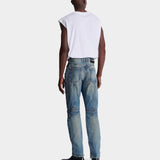 復古水洗騎士剪裁丹寧長褲