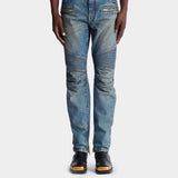 復古水洗騎士剪裁丹寧長褲