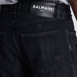 黑色水洗騎士剪裁丹寧長褲