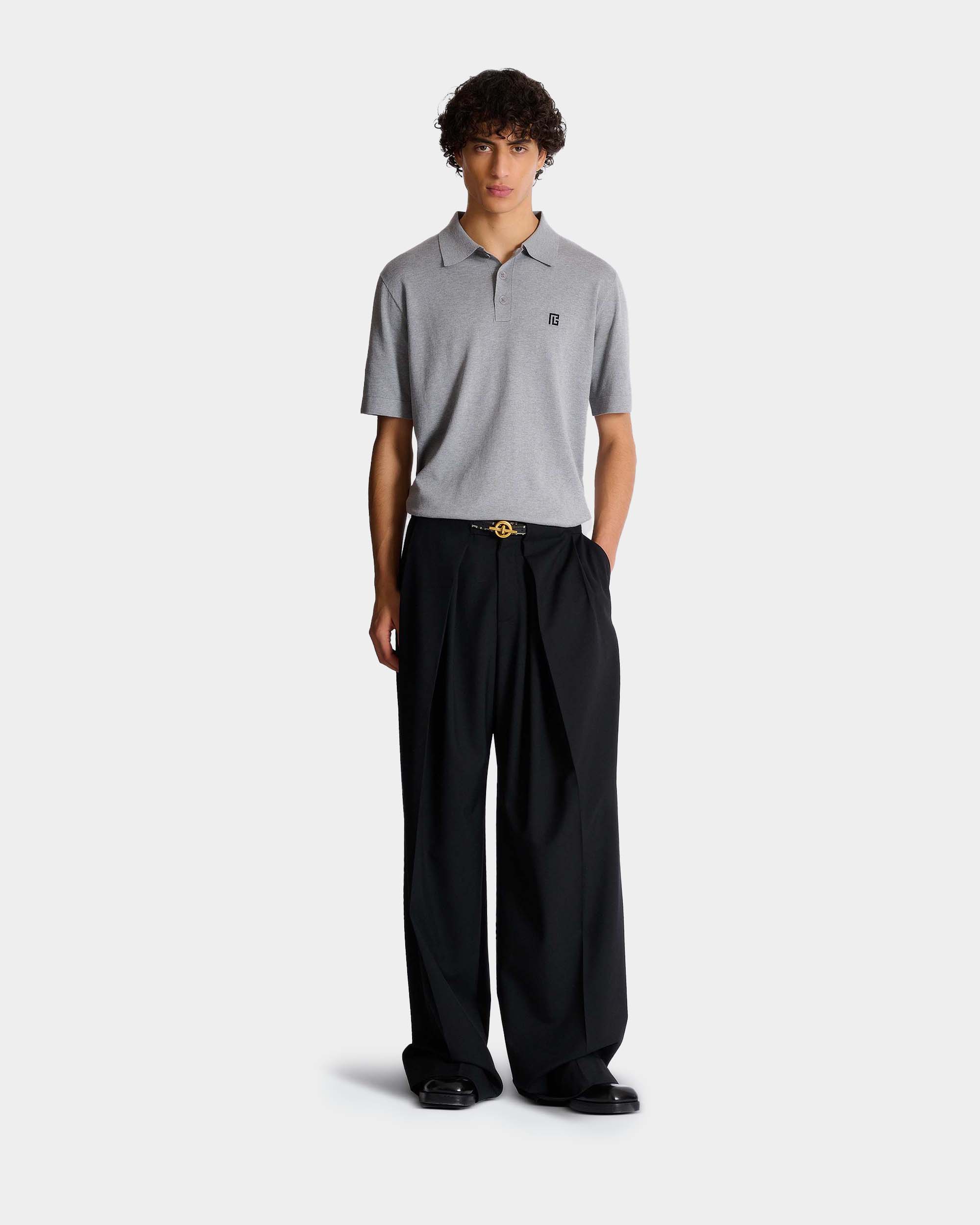 小 PB 標誌棉絲混紡針織 Polo 衫