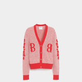 BARRIE 繡花V領滾邊針織外套