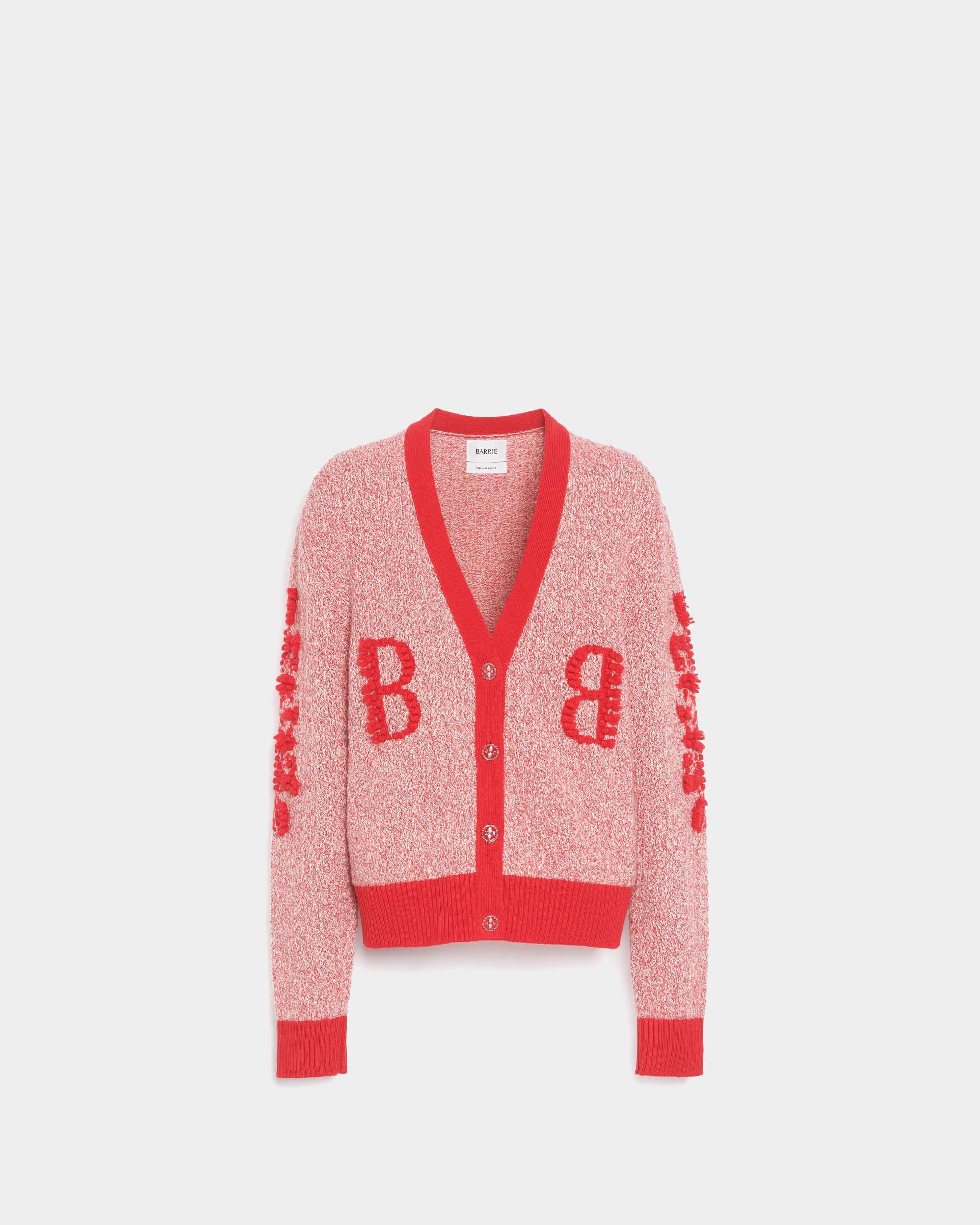 BARRIE 繡花V領滾邊針織外套