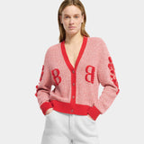 BARRIE 繡花V領滾邊針織外套