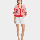 BARRIE 繡花V領滾邊針織外套