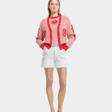 BARRIE 繡花V領滾邊針織外套