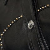 皮革壓線無袖背心