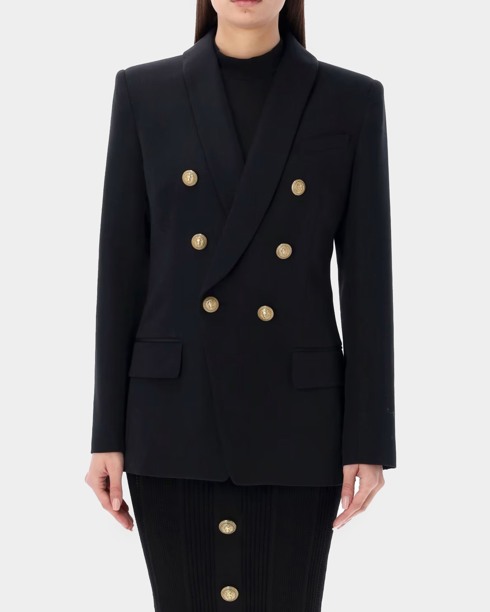 BALMAIN 6釦披肩領雙排扣西外