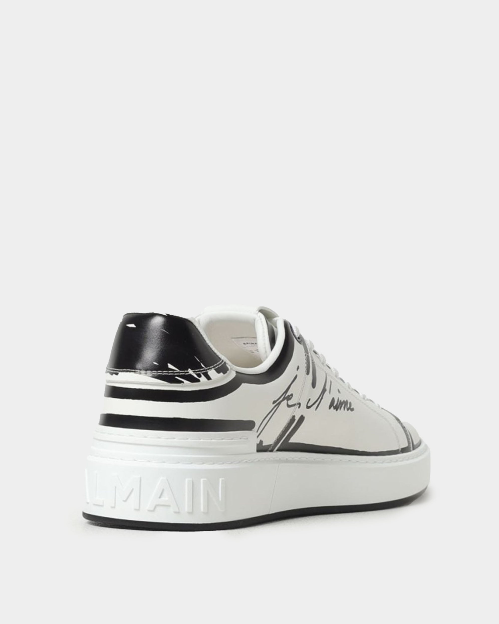 BALMAIN B‑Court 印花皮革運動鞋