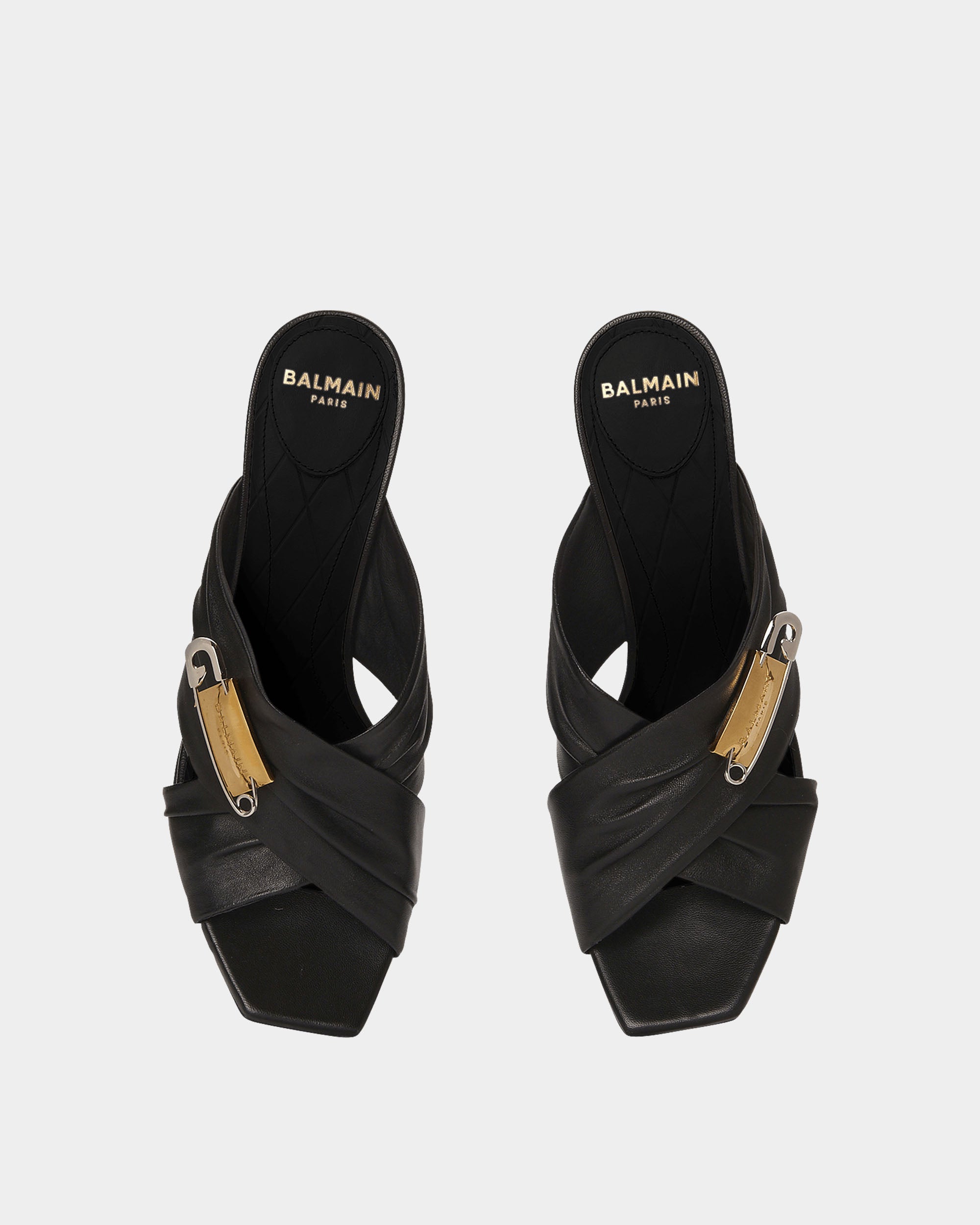 BALMAIN 別針皮革高跟鞋