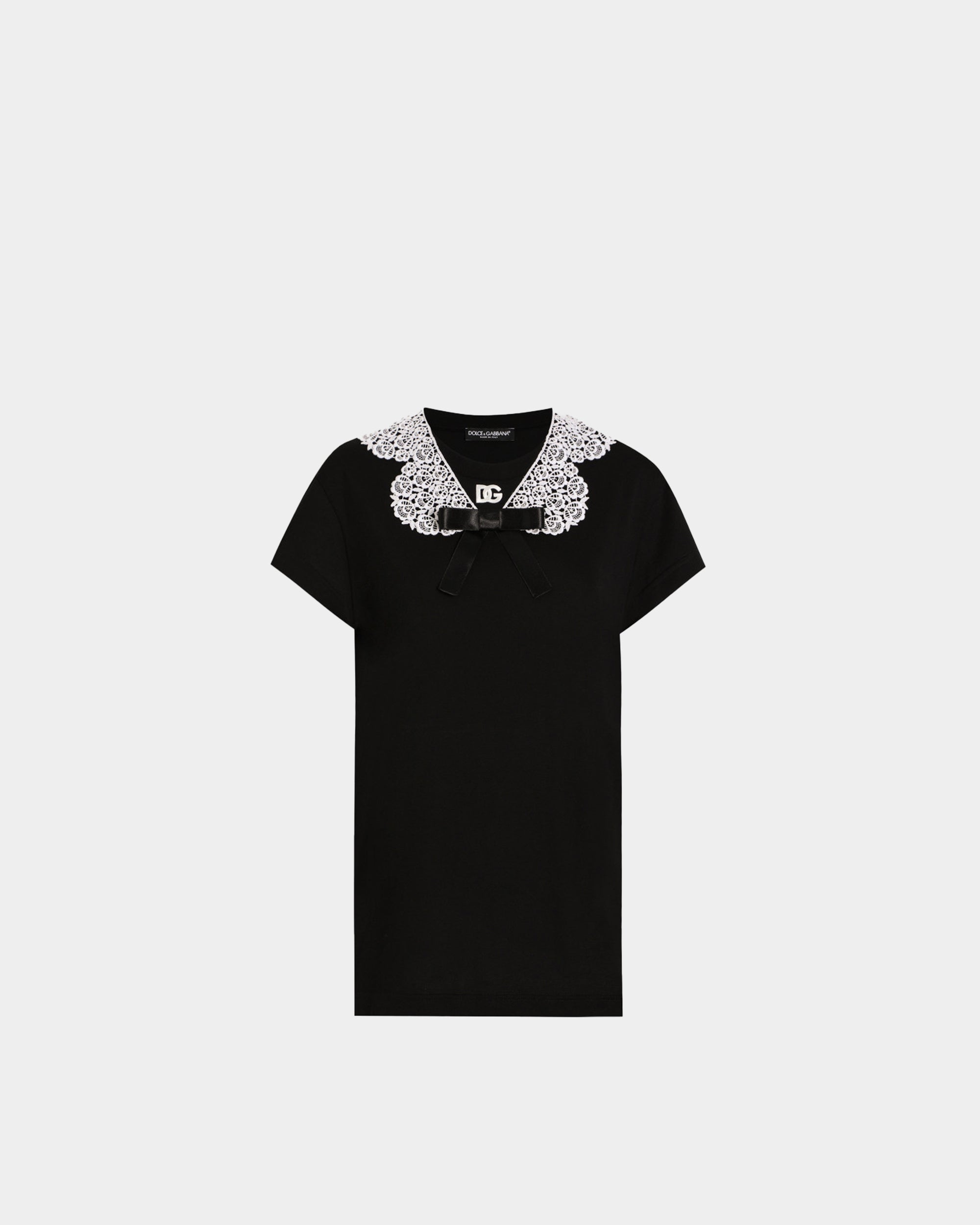 DOLCE&GABBANA  蕾絲蝴蝶結領口 T-shirt