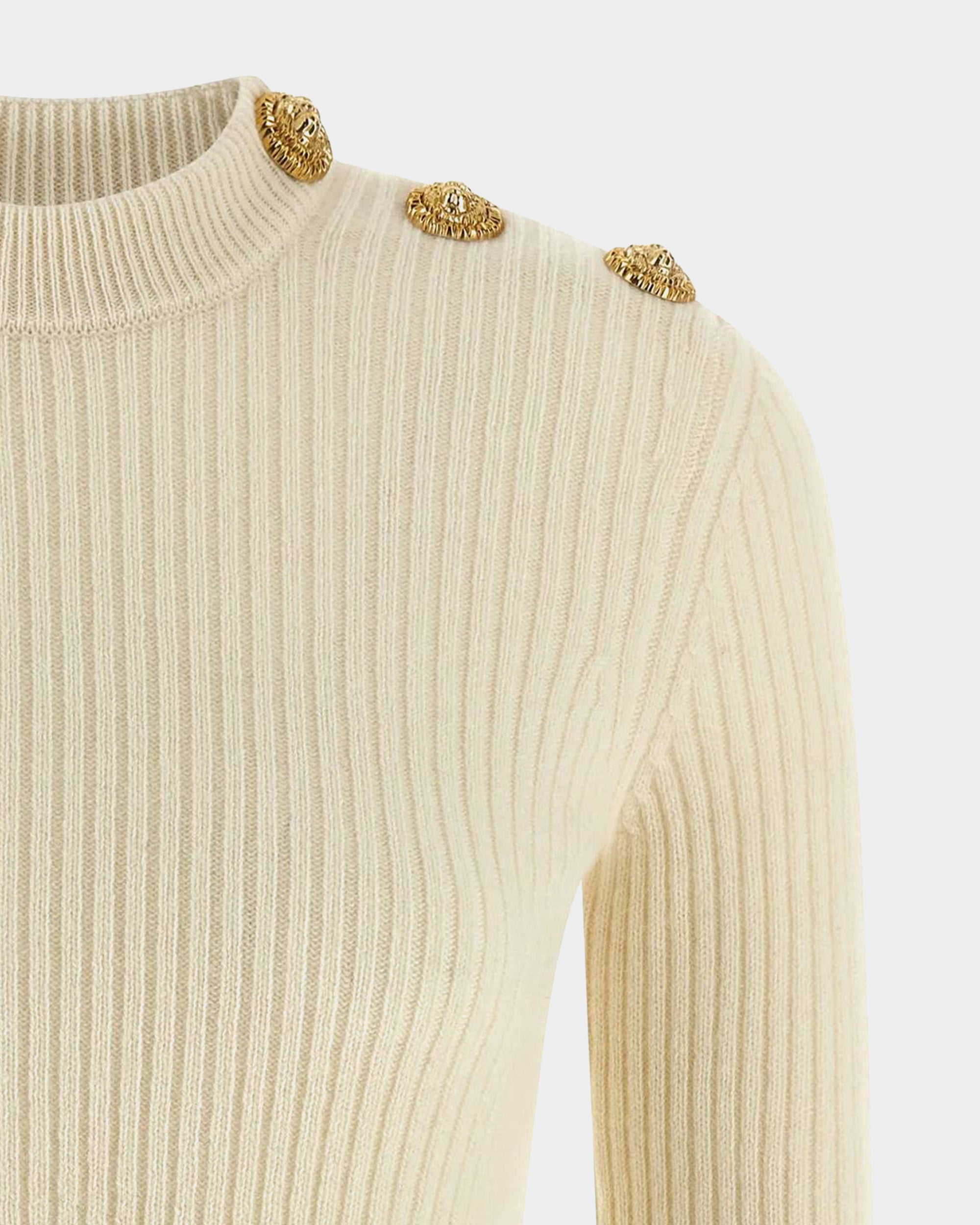 BALMAIN 金扣羅紋針織毛衣