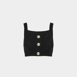 BALMAIN 針織金釦短版上衣