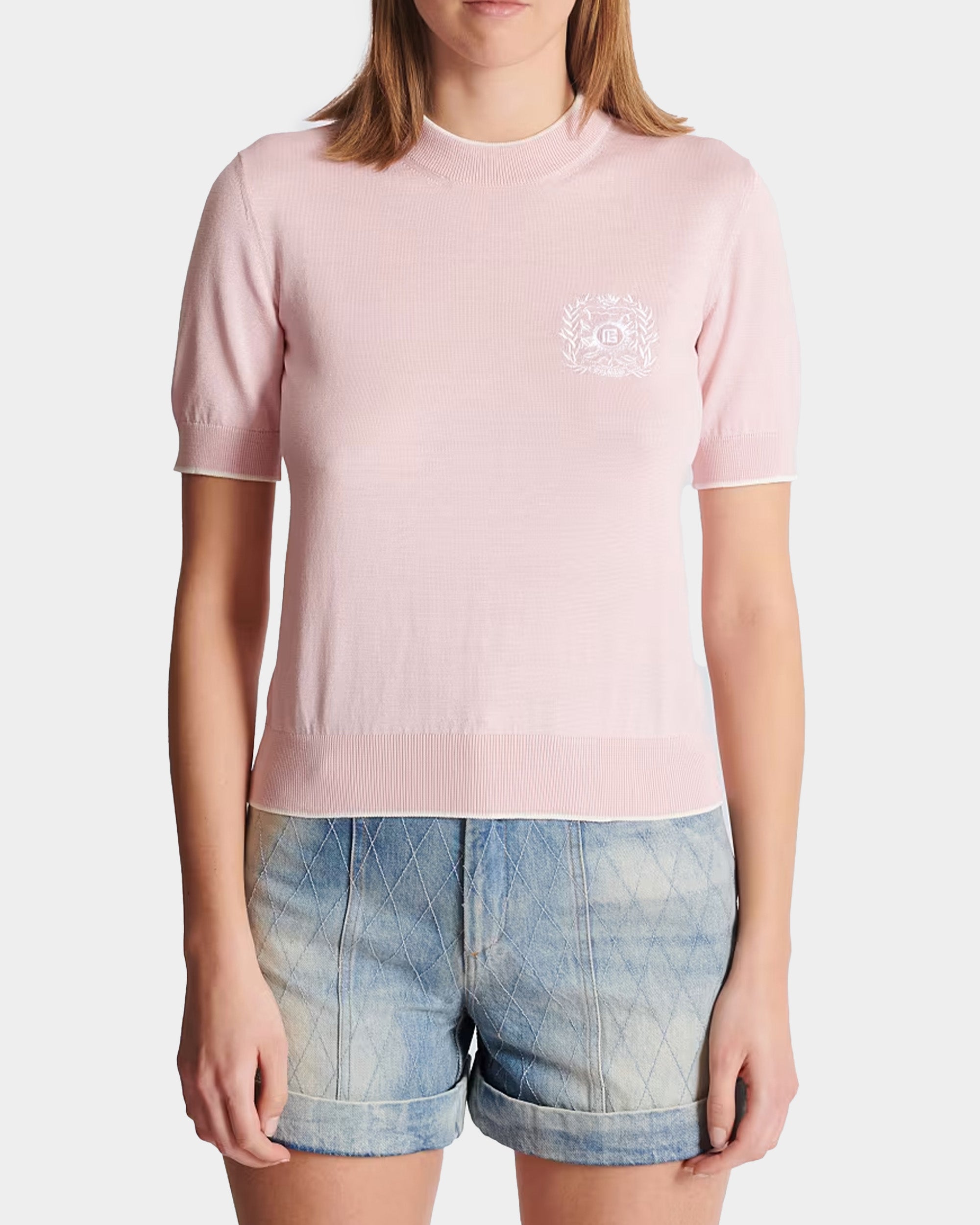 BALMAIN 徽章刺繡針織上衣