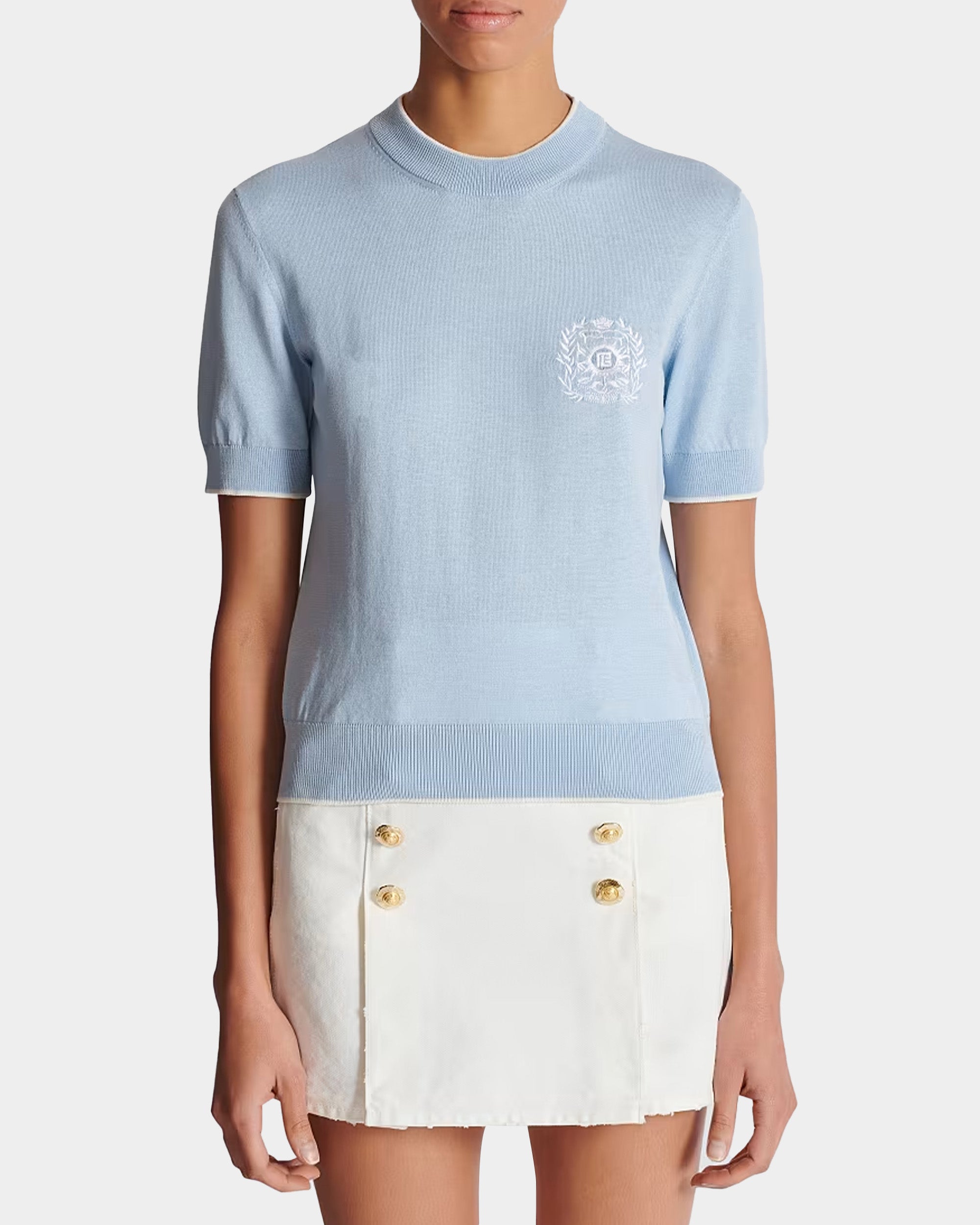 BALMAIN 徽章刺繡針織上衣