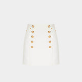 BALMAIN 金釦帆布迷你裙